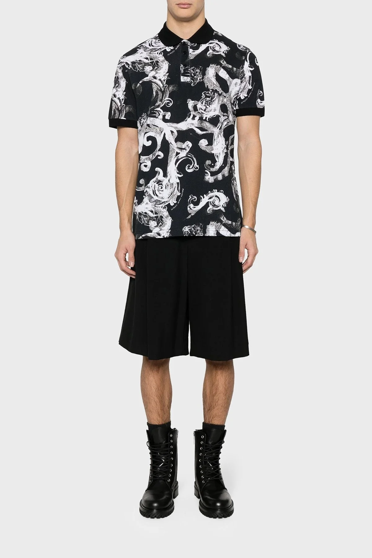 Versace Jeans Couture Pamuklu Slim Fit Erkek Polo Yaka T Shirt 76GAG6S0 JS286 899 SİYAH - 3