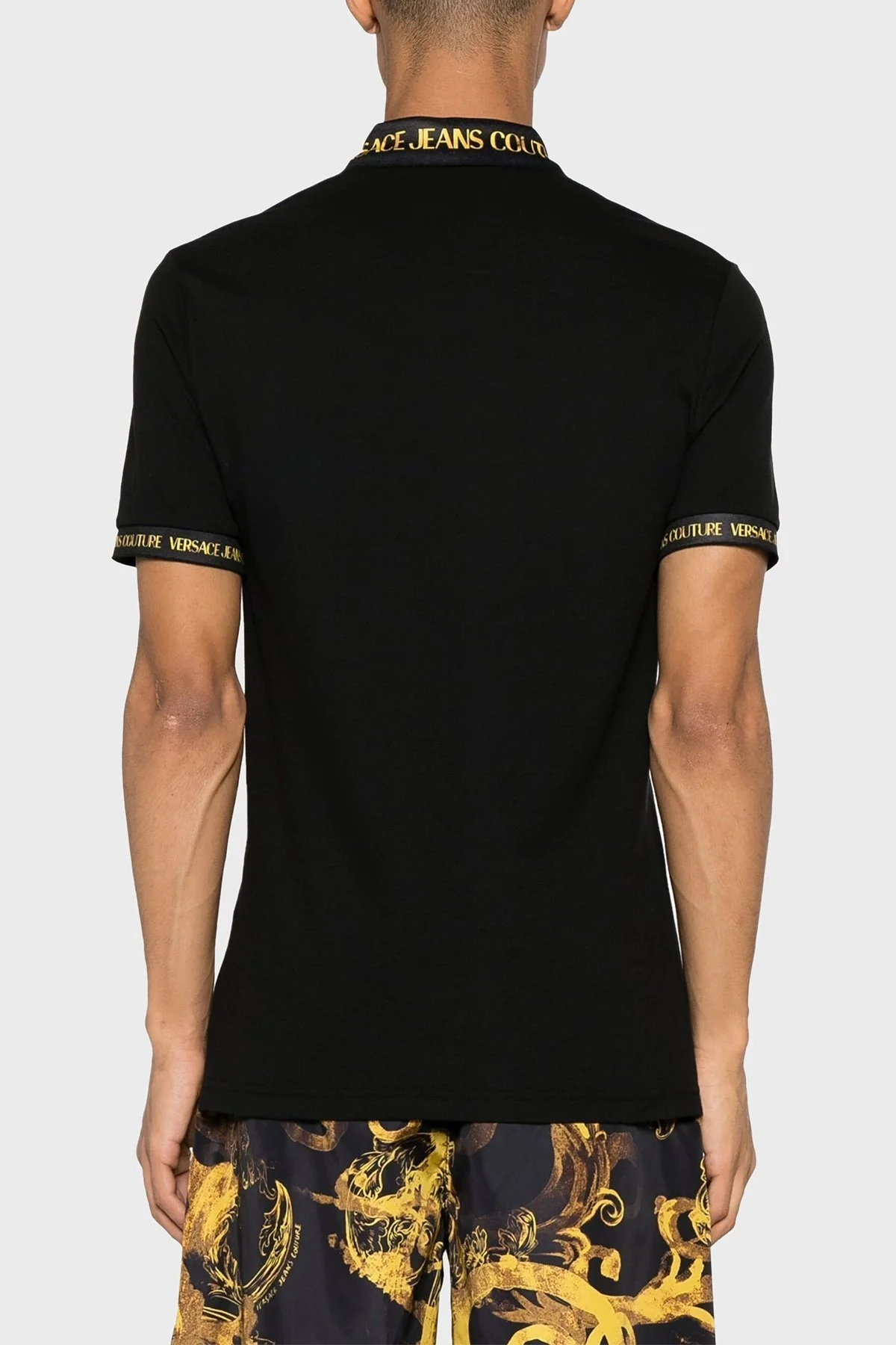 Versace Jeans Couture Pamuklu Slim Fit Erkek Polo Yaka T Shirt 76GAGT00 CJ01T G89 SİYAH - 8