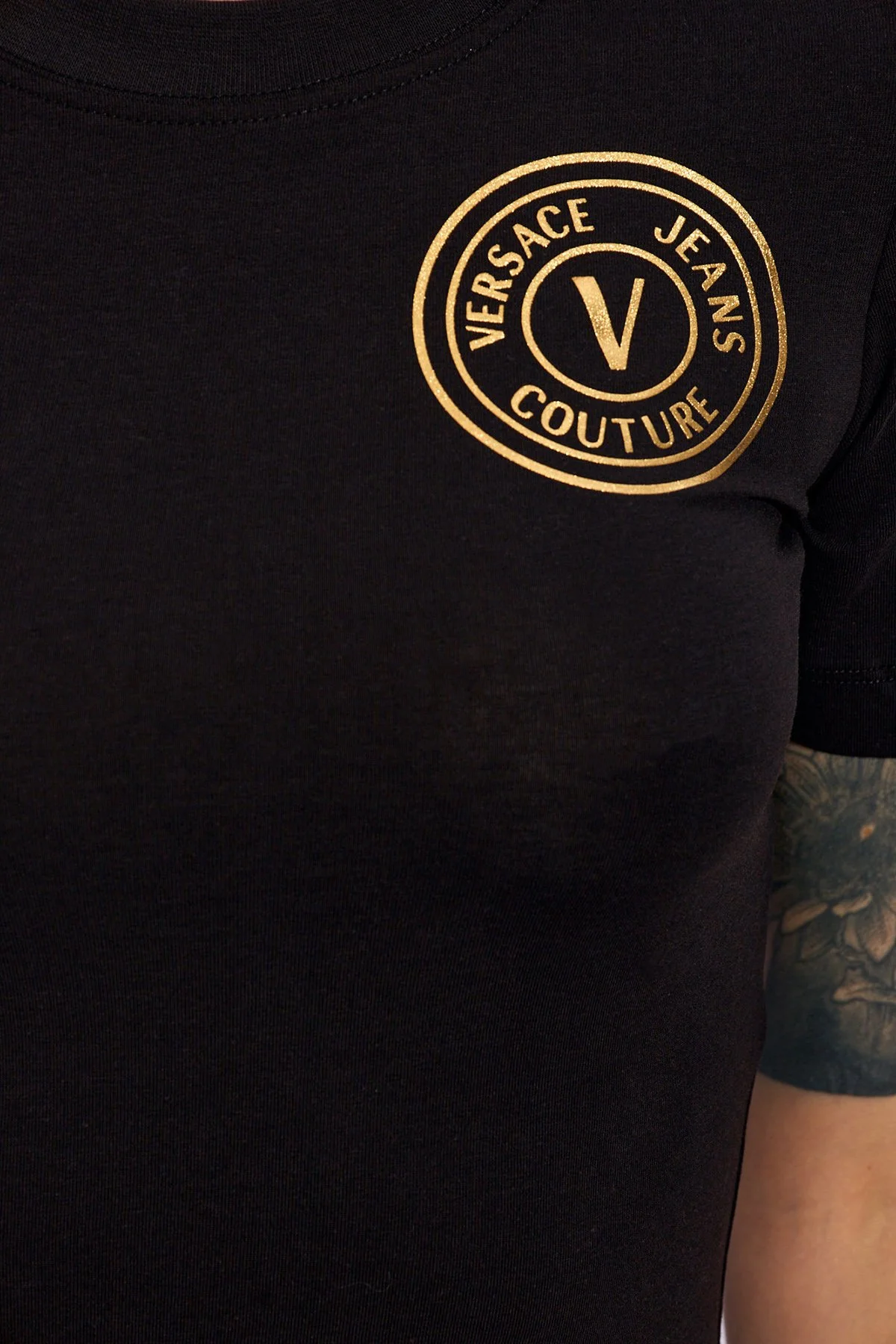 Versace Jeans Couture Pamuklu Slim Fit Mini Kadın Elbise 76HAOT02 CJ03T G89 SİYAH - 4