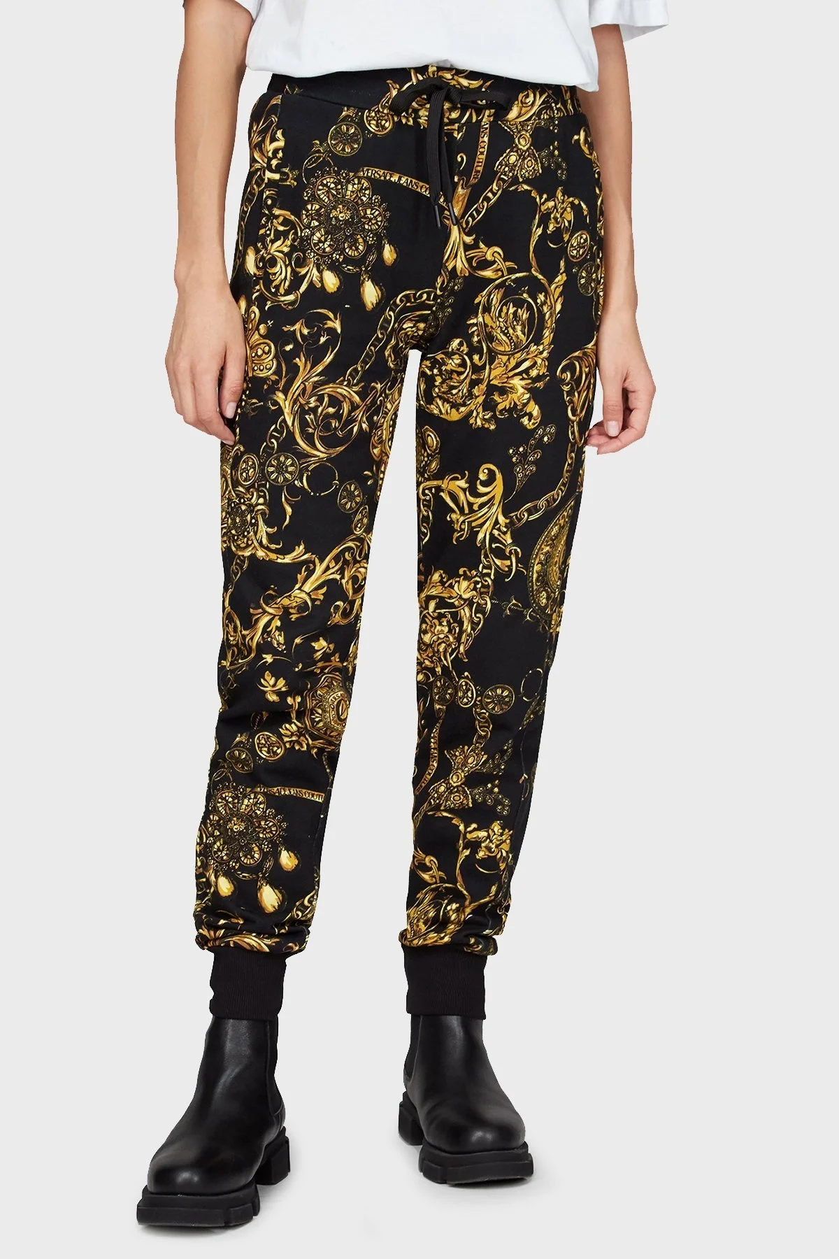 Versace Jeans Couture Regular Fit Belden Bağlamalı Pamuklu Bayan Pantolon 71HAA310 FS002 G89 SİYAH - 1