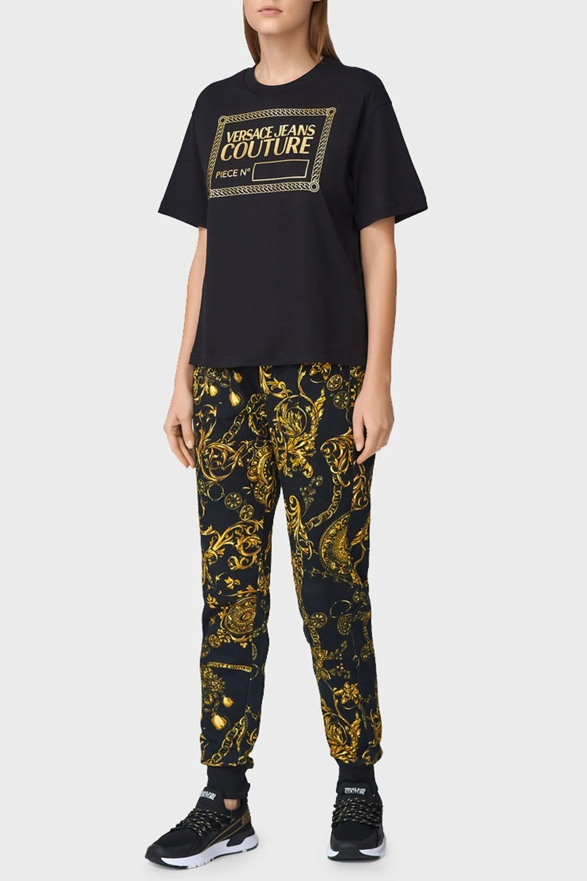 Versace Jeans Couture Regular Fit Belden Bağlamalı Pamuklu Bayan Pantolon 71HAA310 FS002 G89 SİYAH - 3