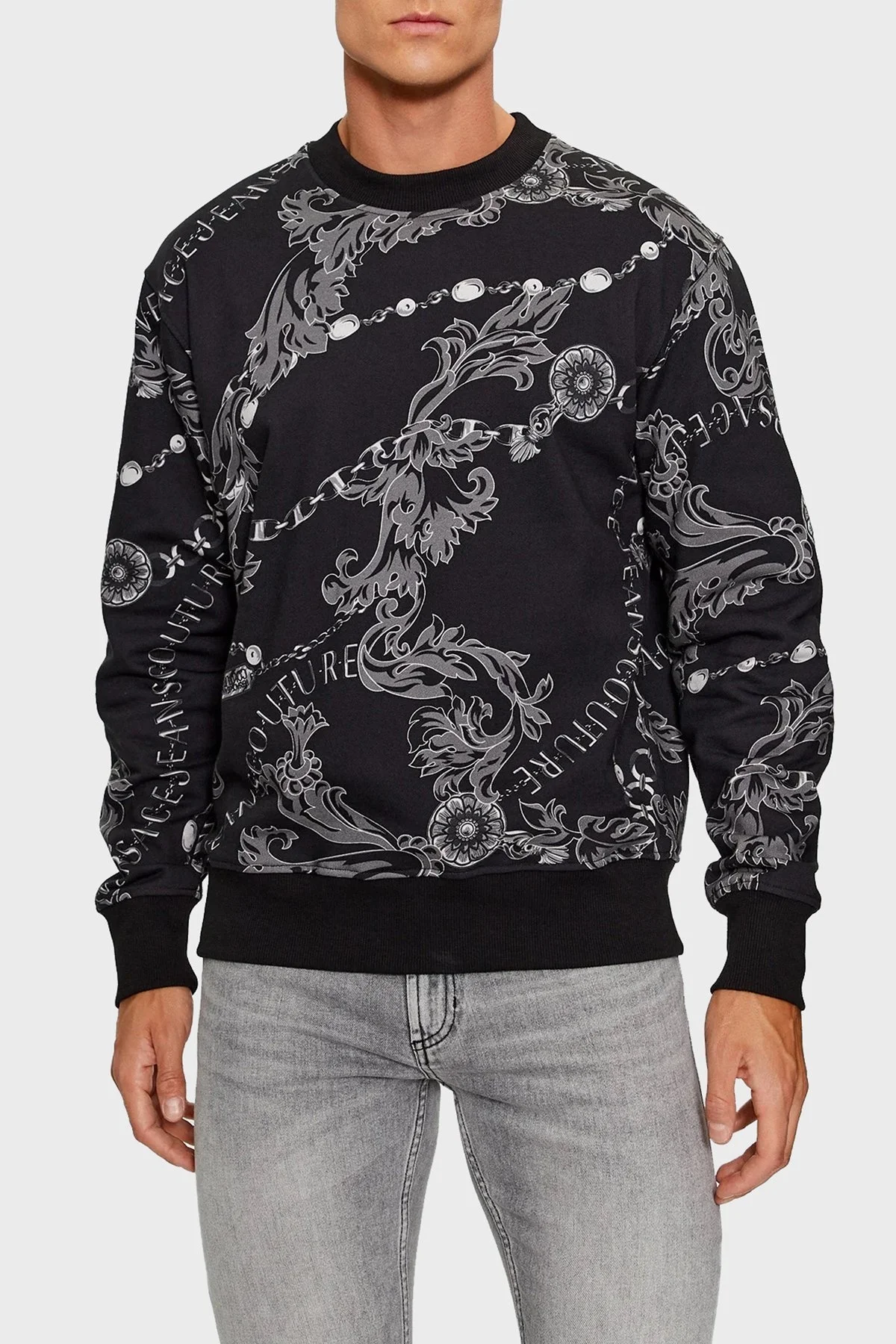 Versace Jeans Couture Regular Fit Bisiklet Yaka Erkek Sweat 75GAI3R0 FS102 899 SİYAH - 1