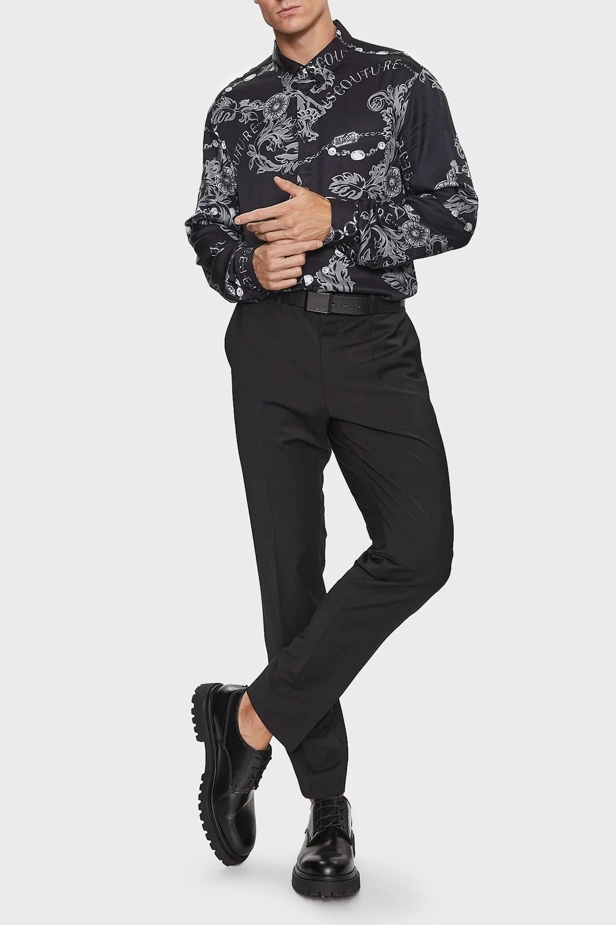 Versace Jeans Couture Regular Fit Erkek Gömlek 75GAL2R0 NS298 899 SİYAH - 3