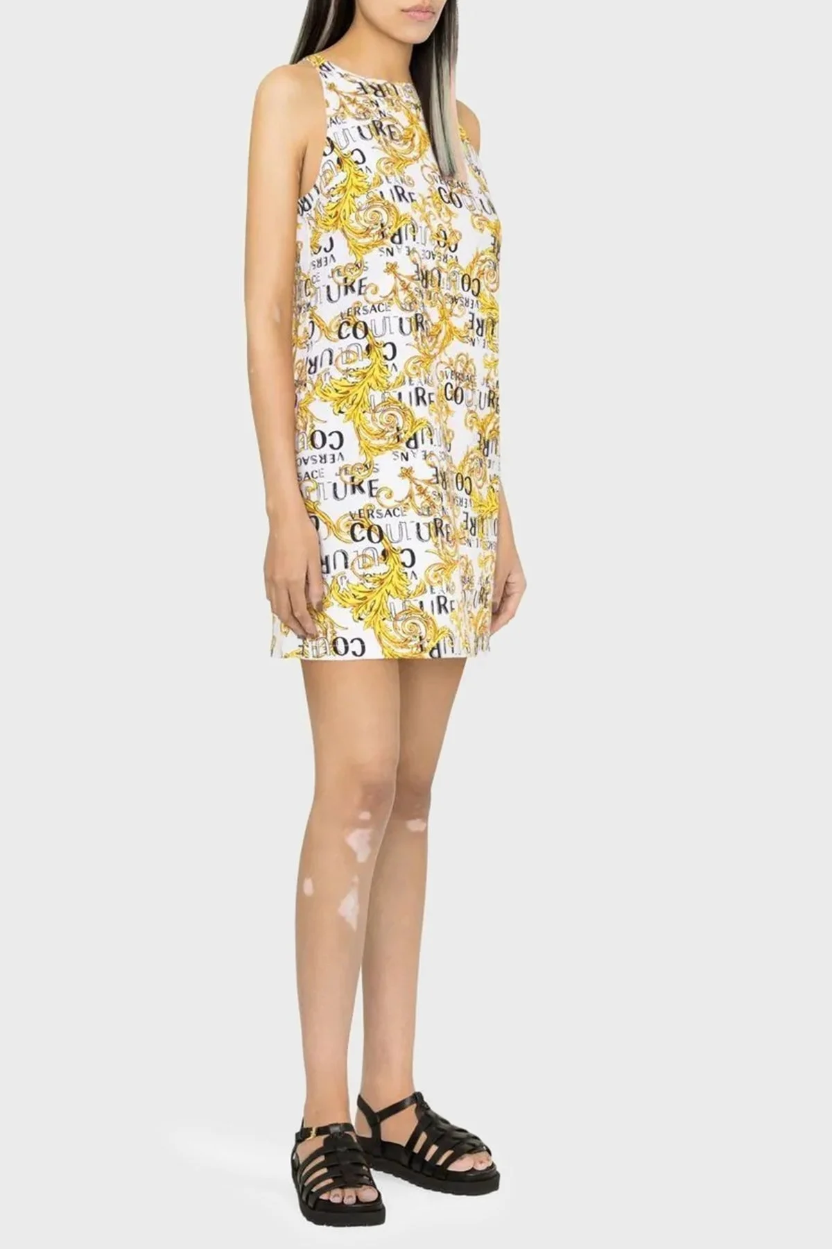 Versace Jeans Couture Streç Pamuklu Regular Fit Mini 74HAO959 ES042L54 G03 Bayan Elbise 74HAO959ES0 42L54 G03 BEYAZ - 3