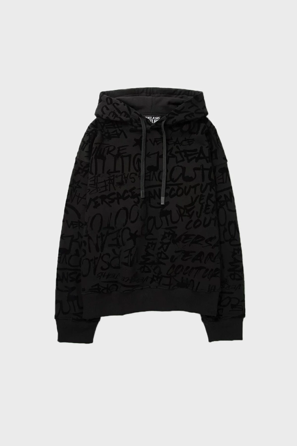 Versace Jeans Couture Yazı Baskılı Kapüşonlu % 100 Pamuk Loose Fit Erkek Sweat 75GAI3C0 FS095 899 SİYAH - 3