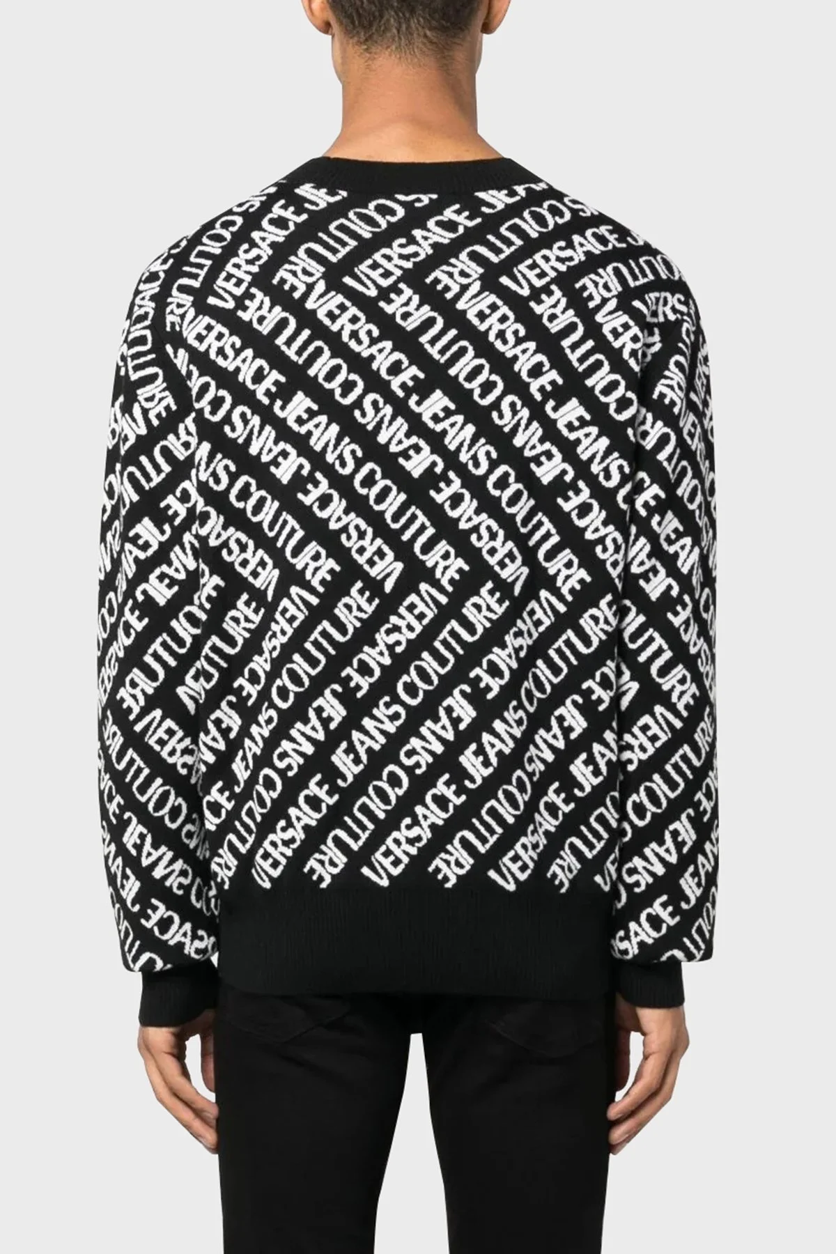 Versace Jeans Couture Yünlü Regular Fit Erkek Kazak 75GAFM11 CM29N A0E SİYAH BEYAZ - 2