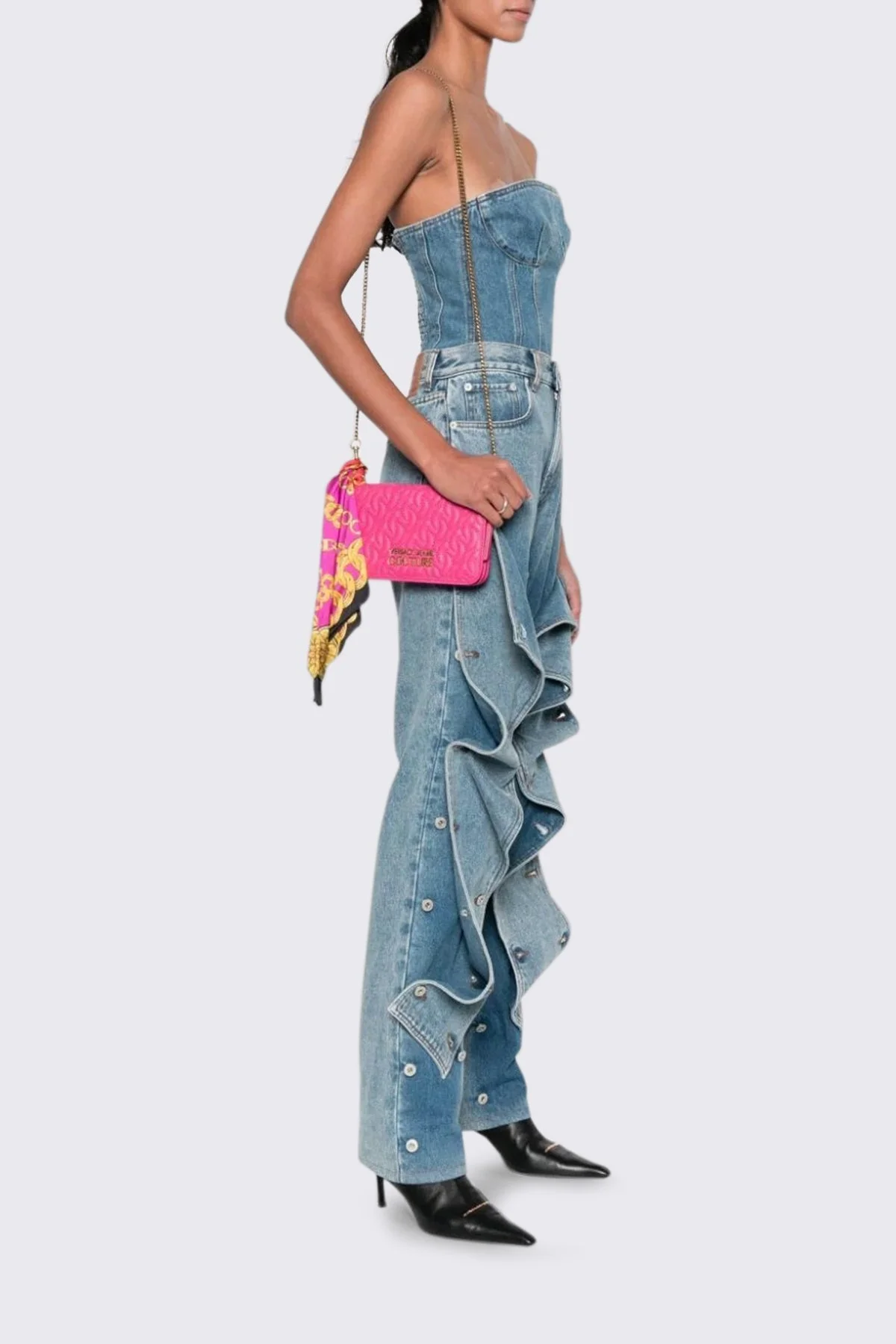 Versace Jeans Couture Zincir Askılı Fularlı Bayan Çanta 75VA5PA6 ZS803 455 FUŞYA - 2