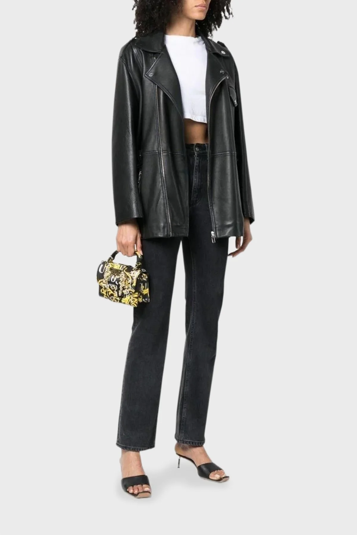 Versace Jeans Couture Logolu Çıkarılabilir Zincir Askılı Bayan Çanta 74VA4BF6 ZS597 G89 SİYAH - 2