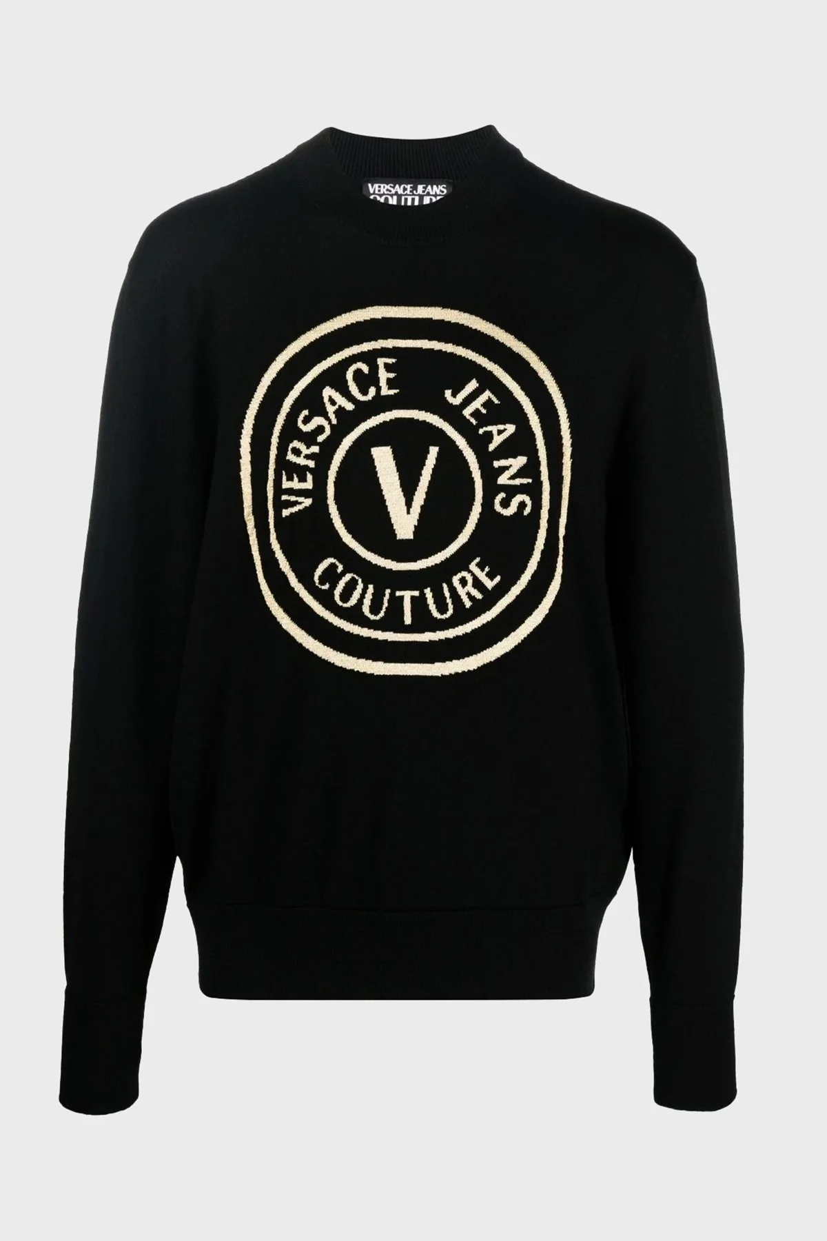 Versace Logolu Yünlü Regular Fit Sıfır Yaka Erkek Kazak 73GAFM03 CM01A K42 SİYAH - 5