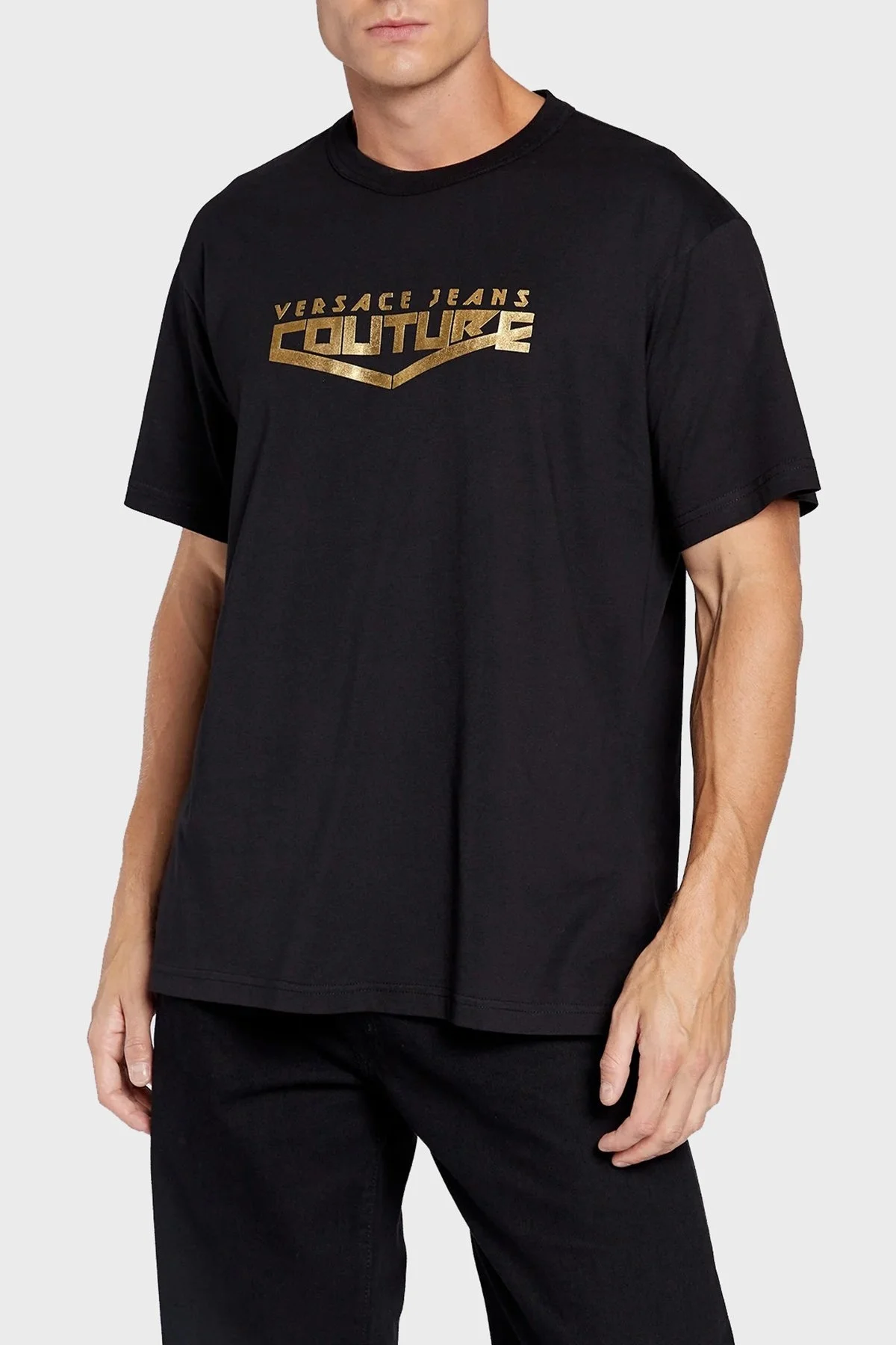 Versace Organik Pamuklu Relaxed Fit Bisiklet Yaka Erkek T Shirt 73GAHT30 CJ00O G89 SİYAH - 1