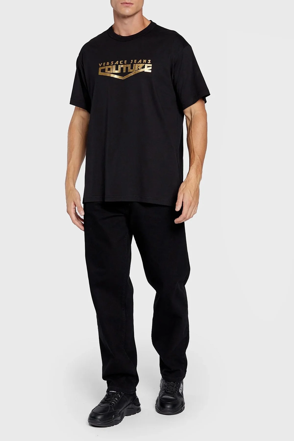 Versace Organik Pamuklu Relaxed Fit Bisiklet Yaka Erkek T Shirt 73GAHT30 CJ00O G89 SİYAH - 2