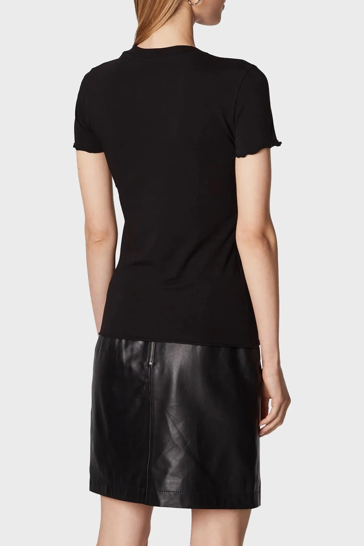 Versace Pamuklu Esnek Slim Fit Bisiklet Yaka Bayan T Shirt 73HAHT15 CJ03O 899 SİYAH - 3