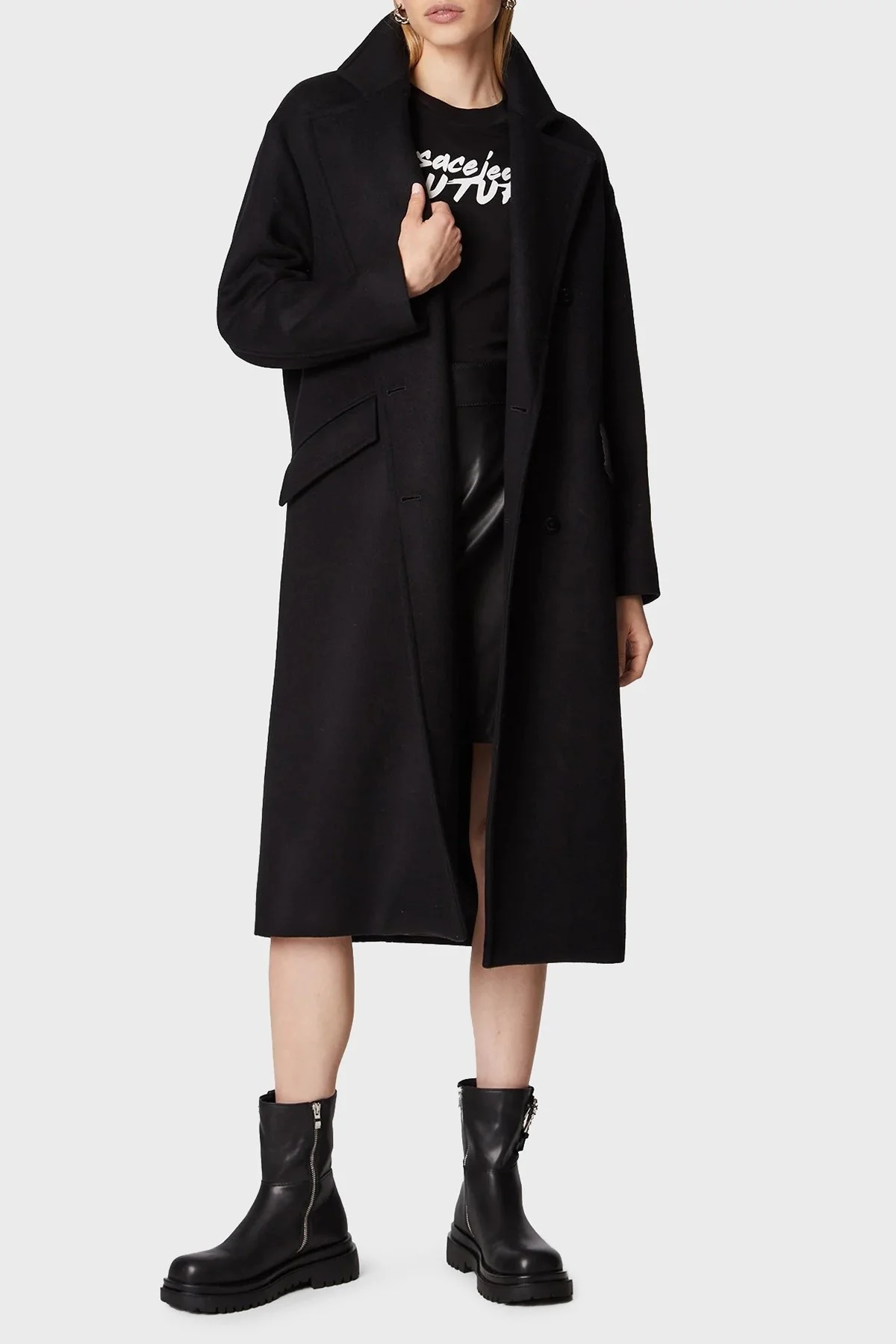 Versace Pamuklu Esnek Slim Fit Bisiklet Yaka Bayan T Shirt 73HAHT15 CJ03O 899 SİYAH - 4