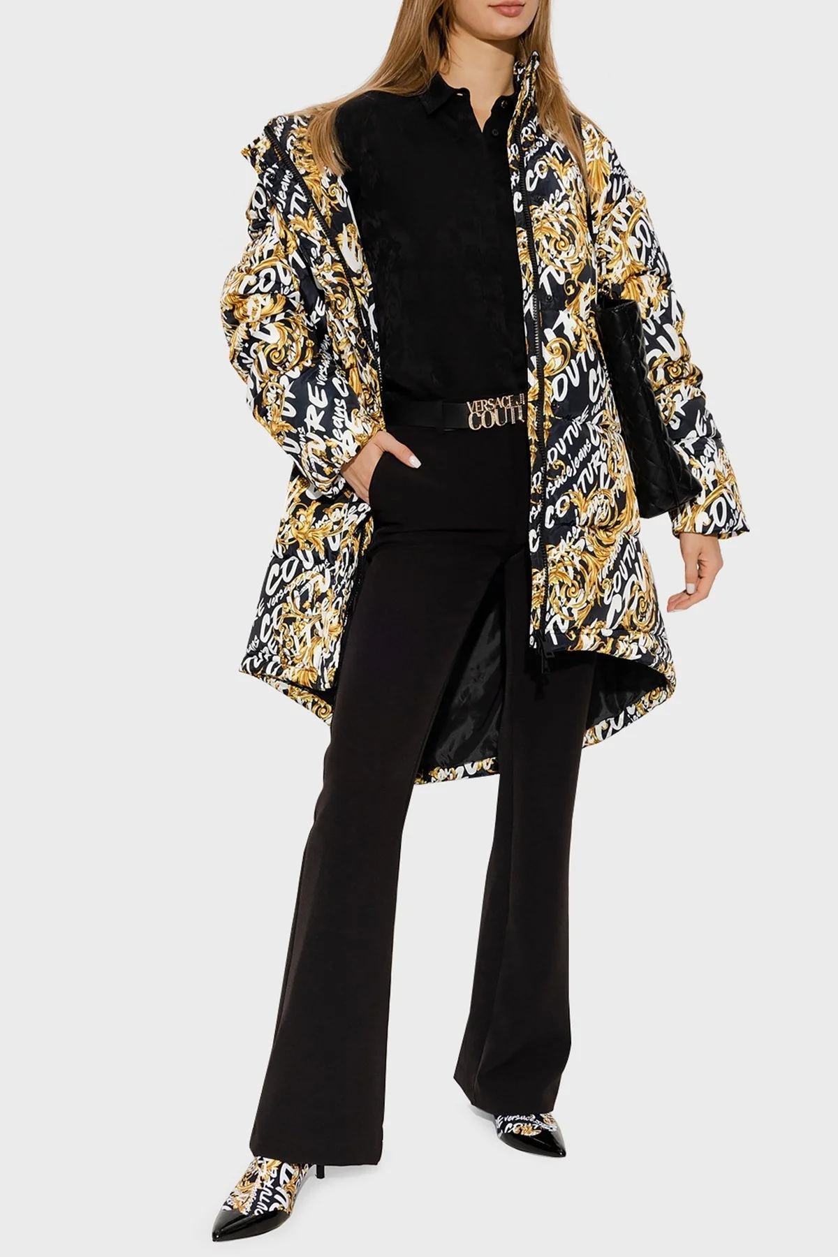 Versace Streç Normal Bel Regular Fit İspanyol Paça Bayan Pantolon 73HAA105 N0103 899 SİYAH - 2