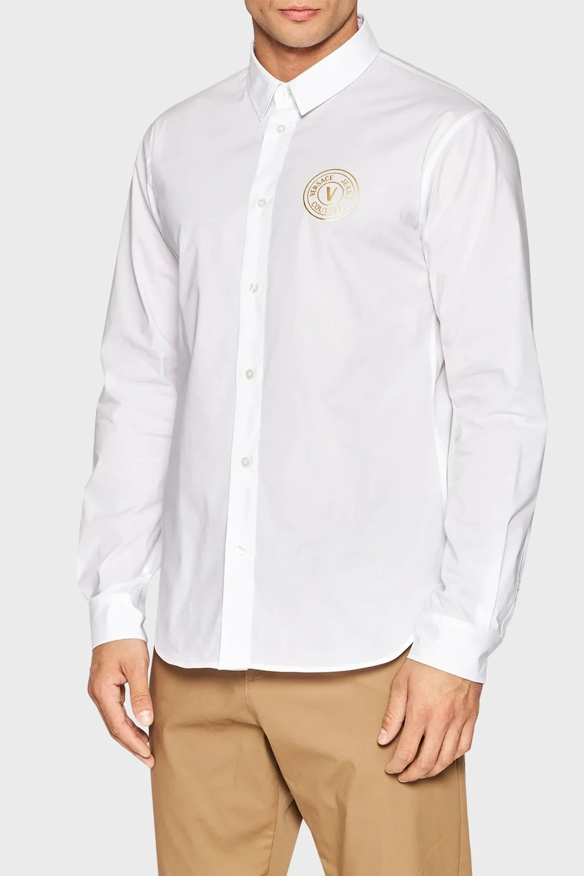 Versace Streç Pamuklu Regular Fit Erkek Gömlek 73GAL2S7 CN001 003 BEYAZ - 1