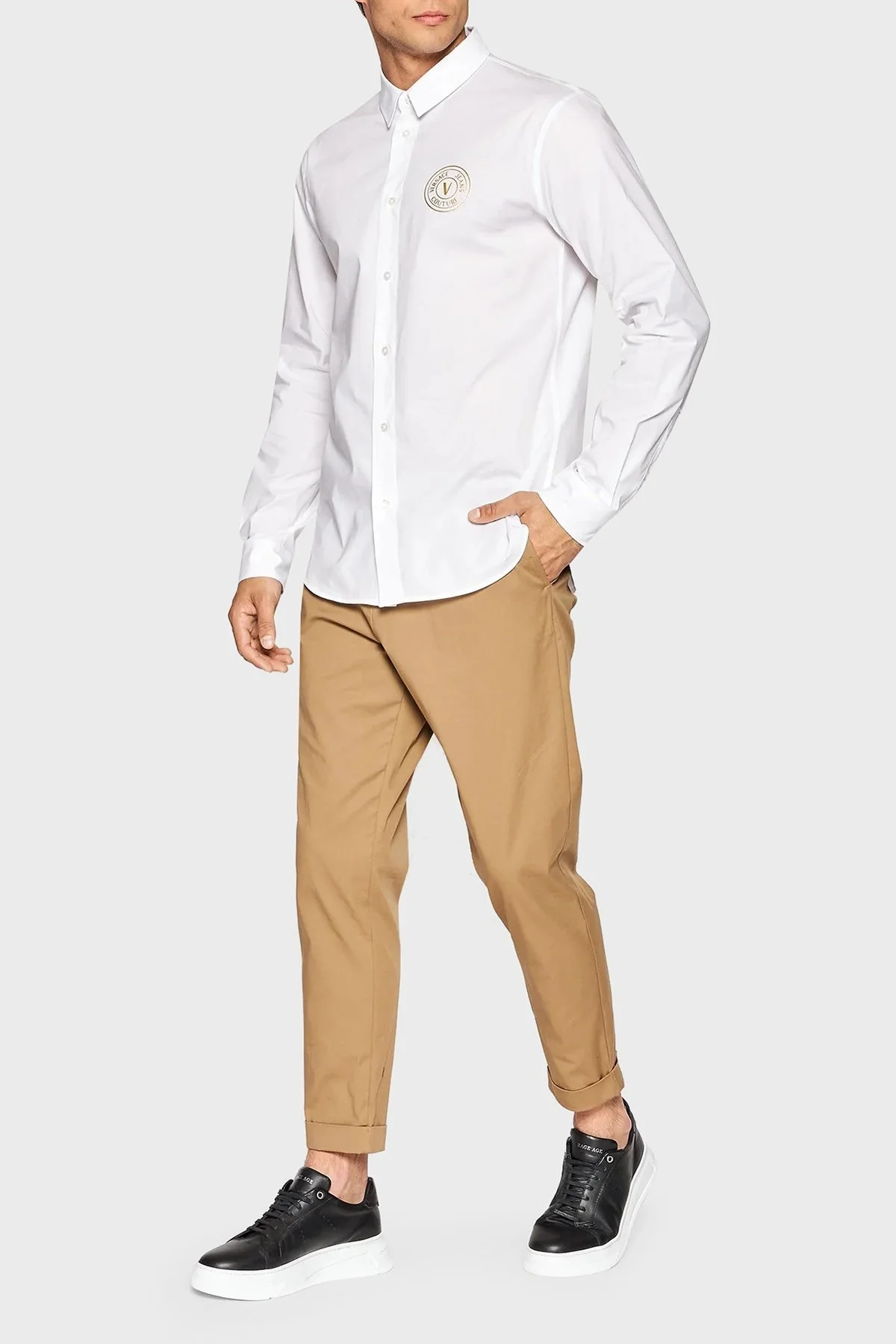 Versace Streç Pamuklu Regular Fit Erkek Gömlek 73GAL2S7 CN001 003 BEYAZ - 2