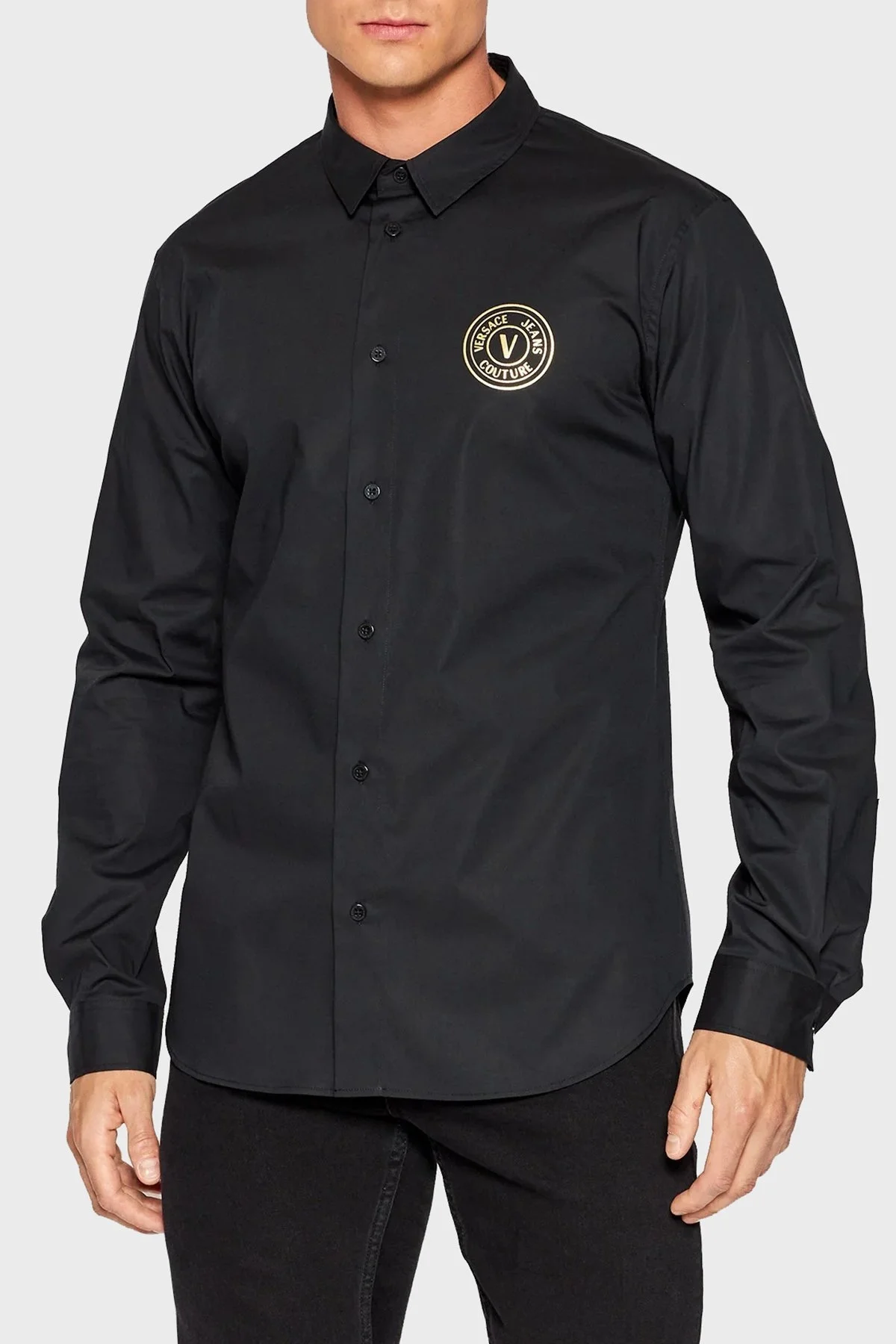 Versace Streç Pamuklu Regular Fit Erkek Gömlek 73GAL2S7 CN001 899 SİYAH - 1