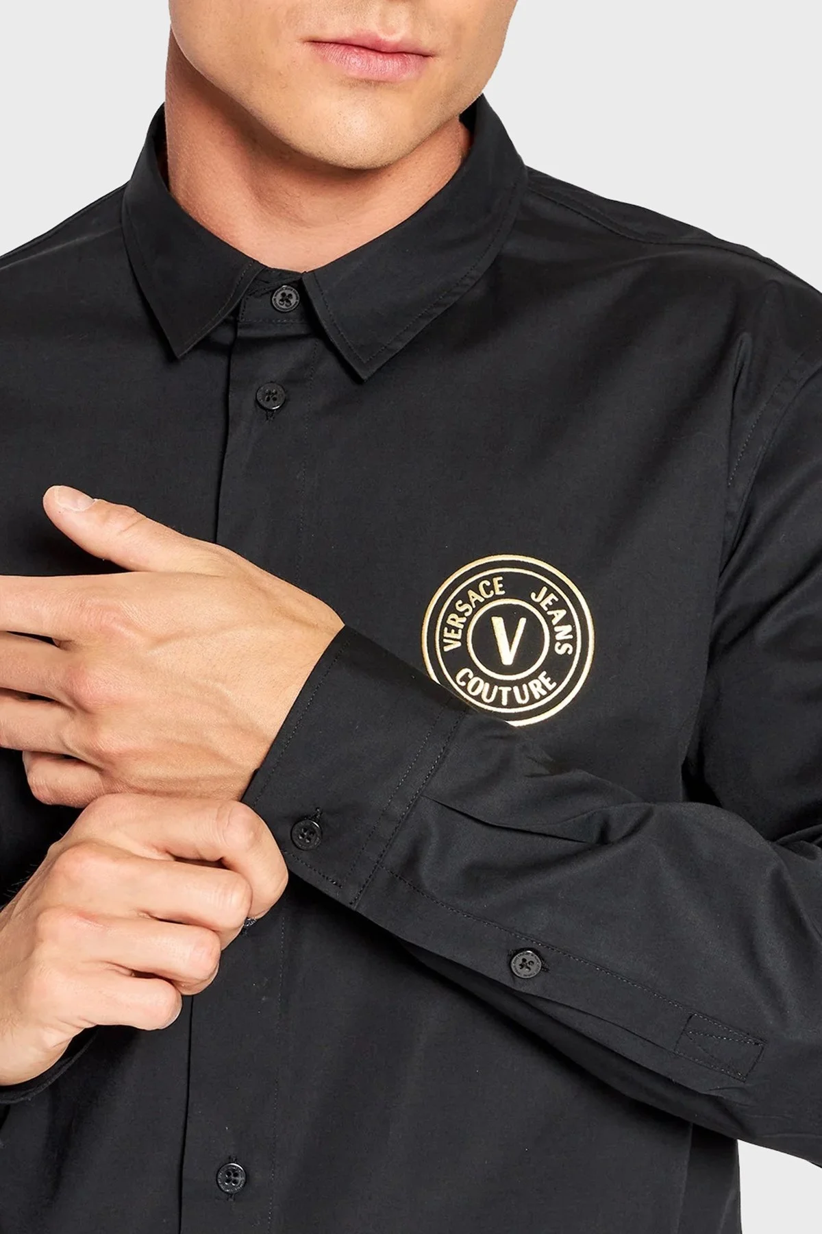 Versace Streç Pamuklu Regular Fit Erkek Gömlek 73GAL2S7 CN001 899 SİYAH - 4