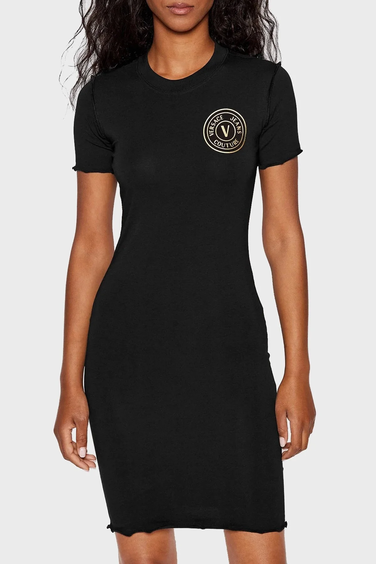 Versace Streç Pamuklu Slim Fit Bodycon Mini Bayan Elbise 73HAOT06 CJ03T G89 SİYAH - 1