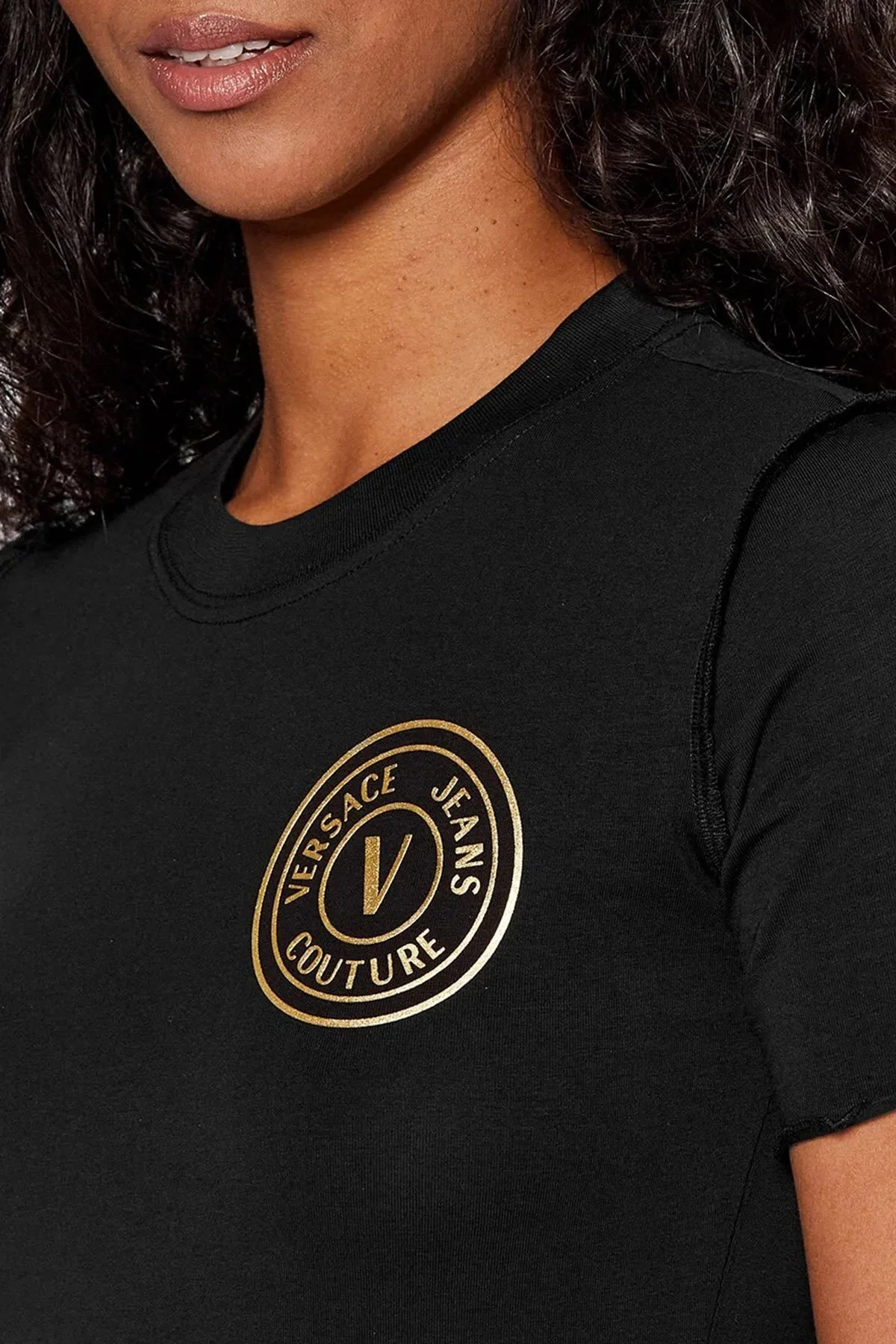 Versace Streç Pamuklu Slim Fit Bodycon Mini Bayan Elbise 73HAOT06 CJ03T G89 SİYAH - 4