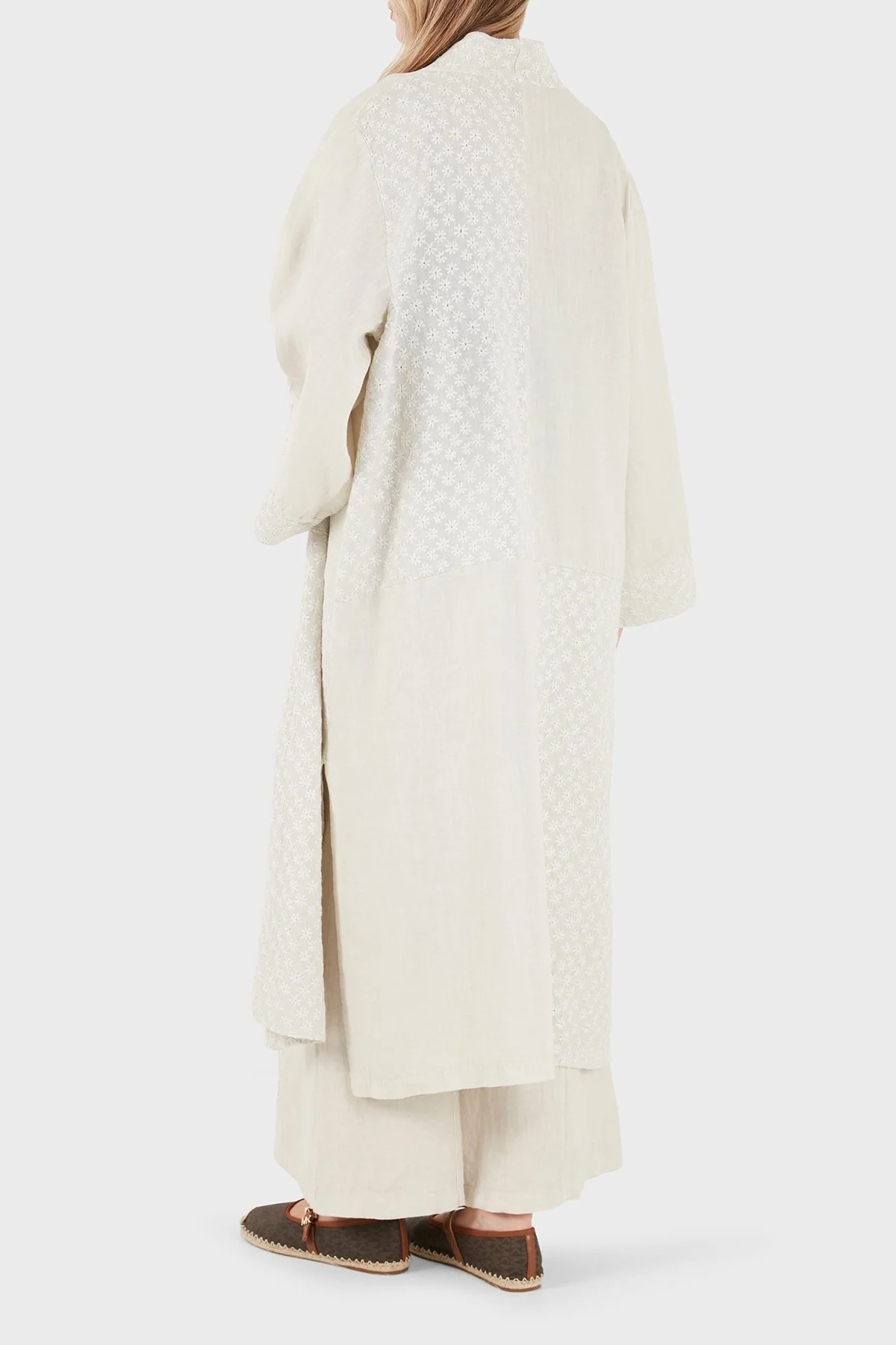 Via Dante % 100 Keten Brode İşlemeli Kadın Kimono 69912196 TAŞ - 2