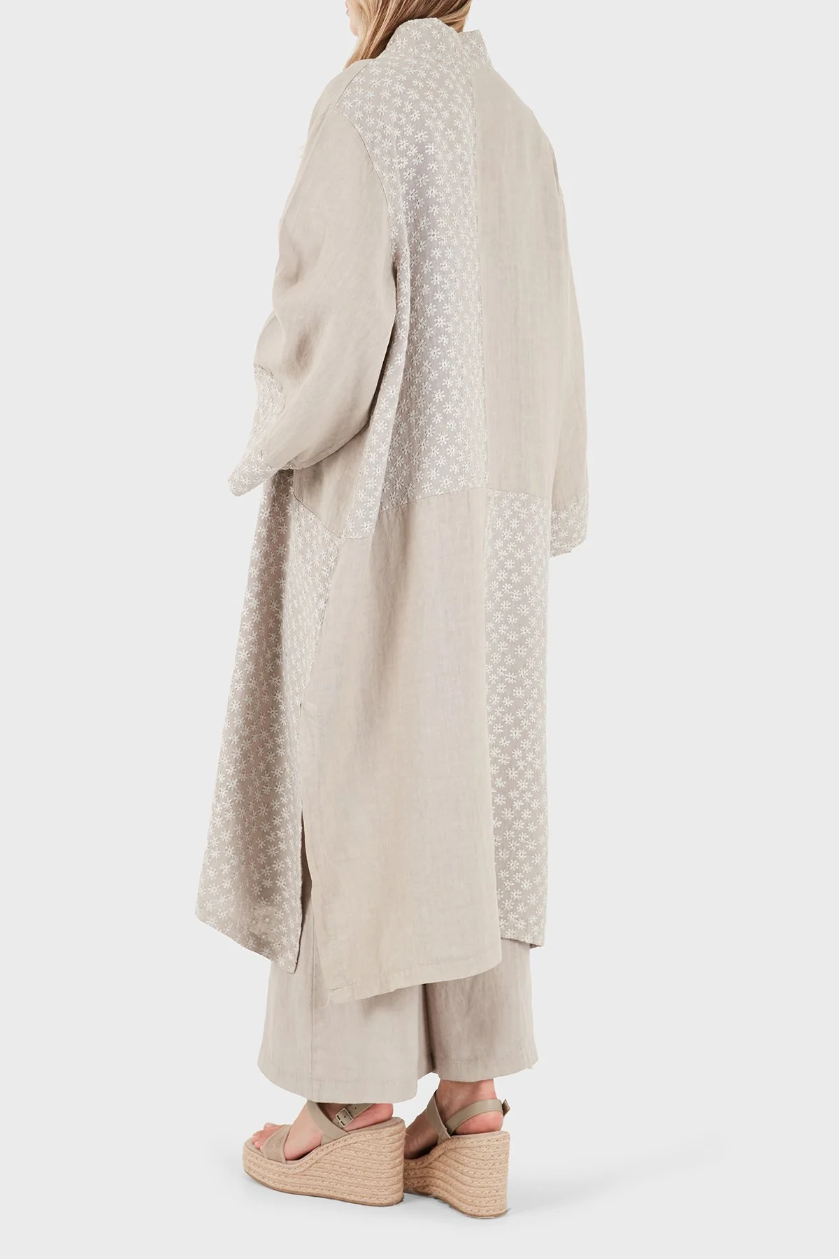 Via Dante % 100 Keten Brode İşlemeli Kadın Kimono 69912196 VİZON - 2