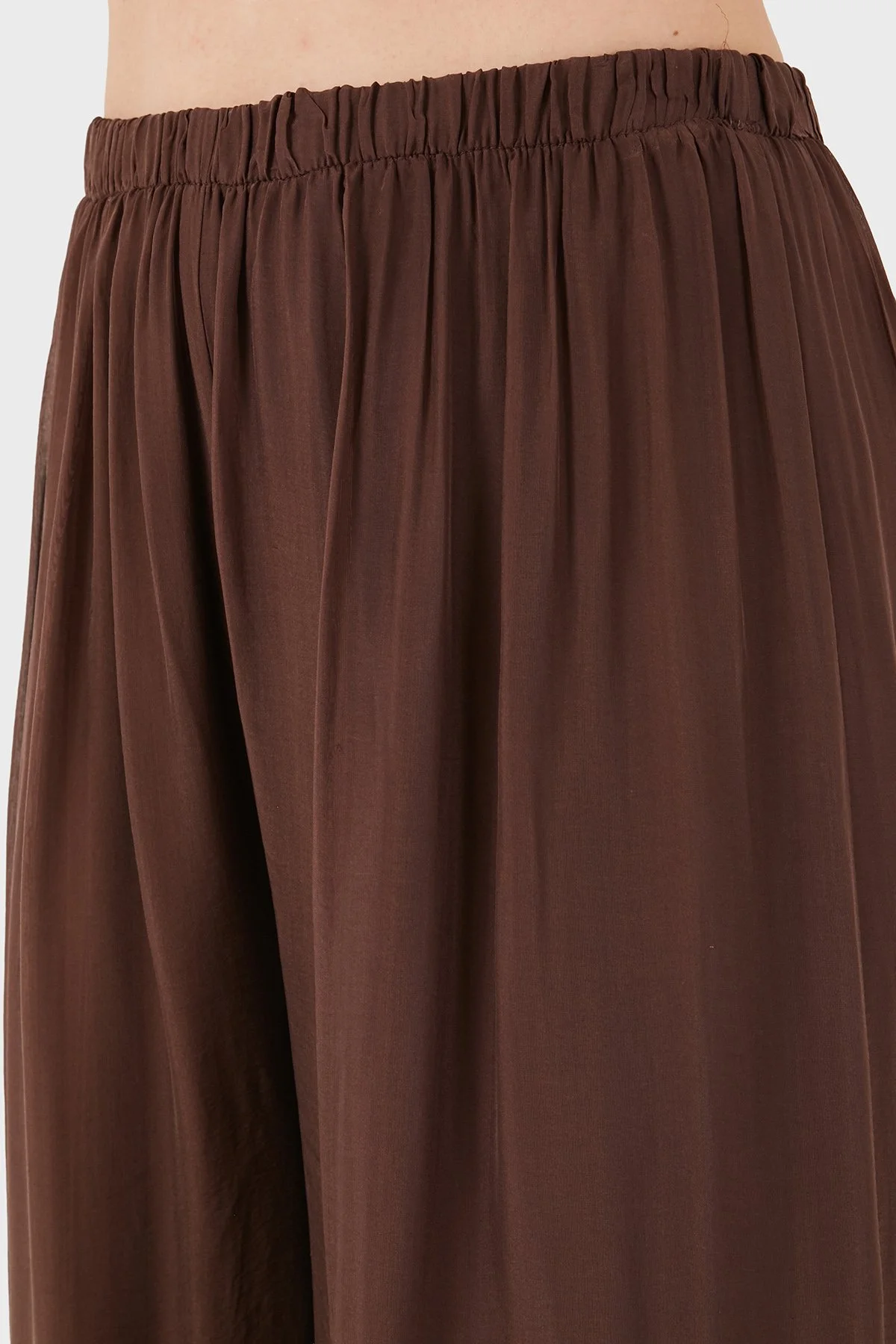 Via Dante İpek Karışımlı Relaxed Fit Dökümlü Bol Paça Kadın Pantolon 690O15 KAHVE - 6