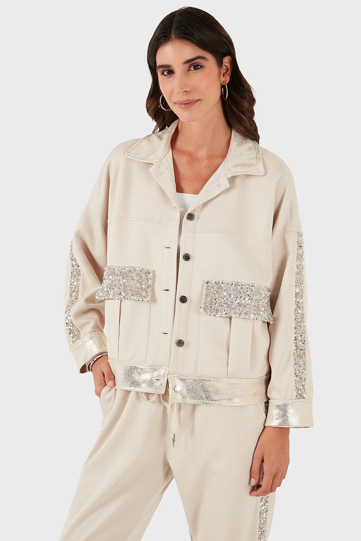 Via Dante Oversize Fit Gömlek Yaka Cep Detaylı Bayan Ceket 69143570 BEJ - 4