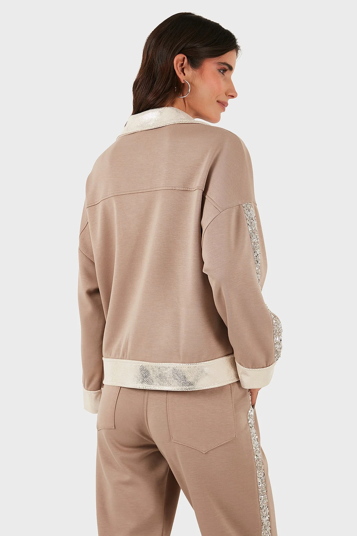 Via Dante Oversize Fit Gömlek Yaka Cep Detaylı Bayan Ceket 69143570 VİZON - 3