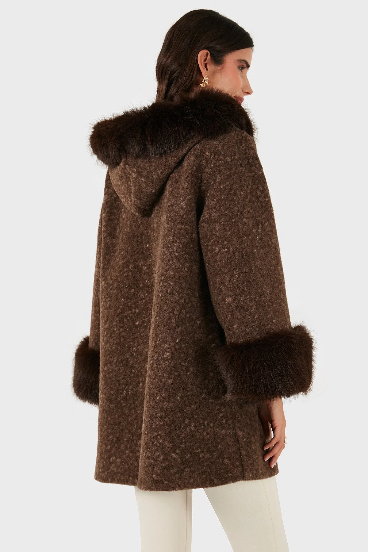 Via Dante Oversize Fit Kapüşonlu Yumuşak Tüy Detaylı Bayan Mont 690891 KAHVE - 3