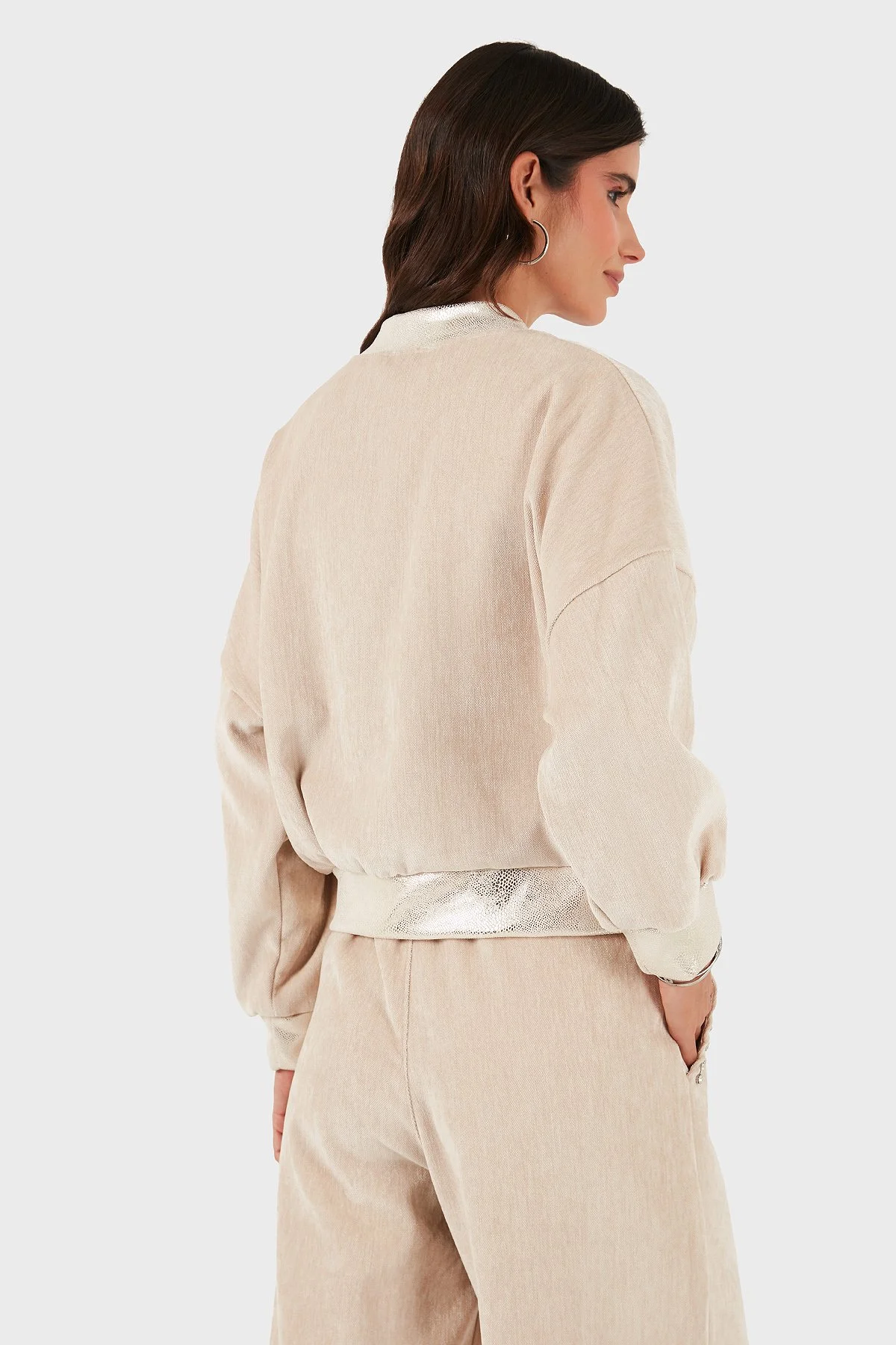 Via Dante Oversize Fit Kolej Yaka Fermuarlı Kadın Ceket 69143940 BEJ - 3