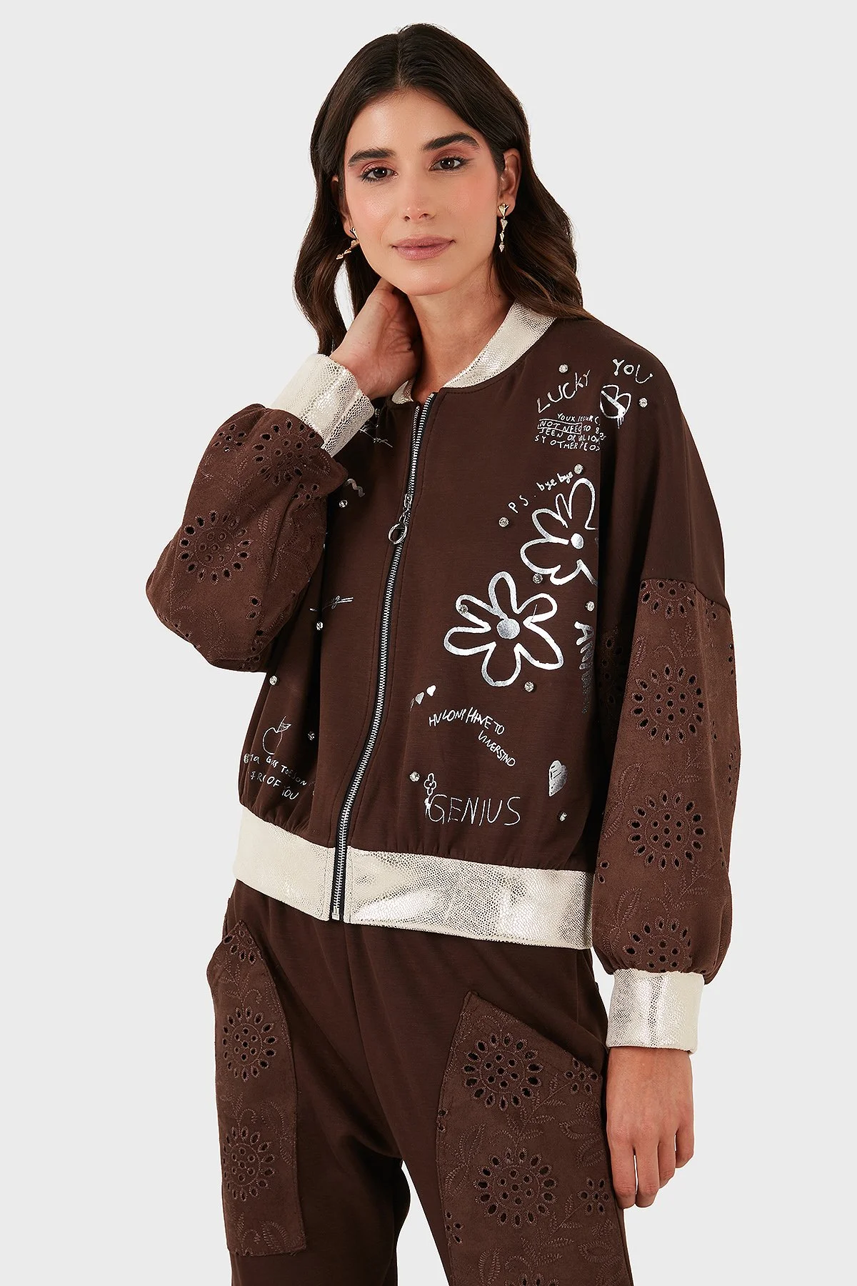 Via Dante Oversize Fit Kolej Yaka Kol Detaylı Bayan Ceket 69144040 KAHVE - 1