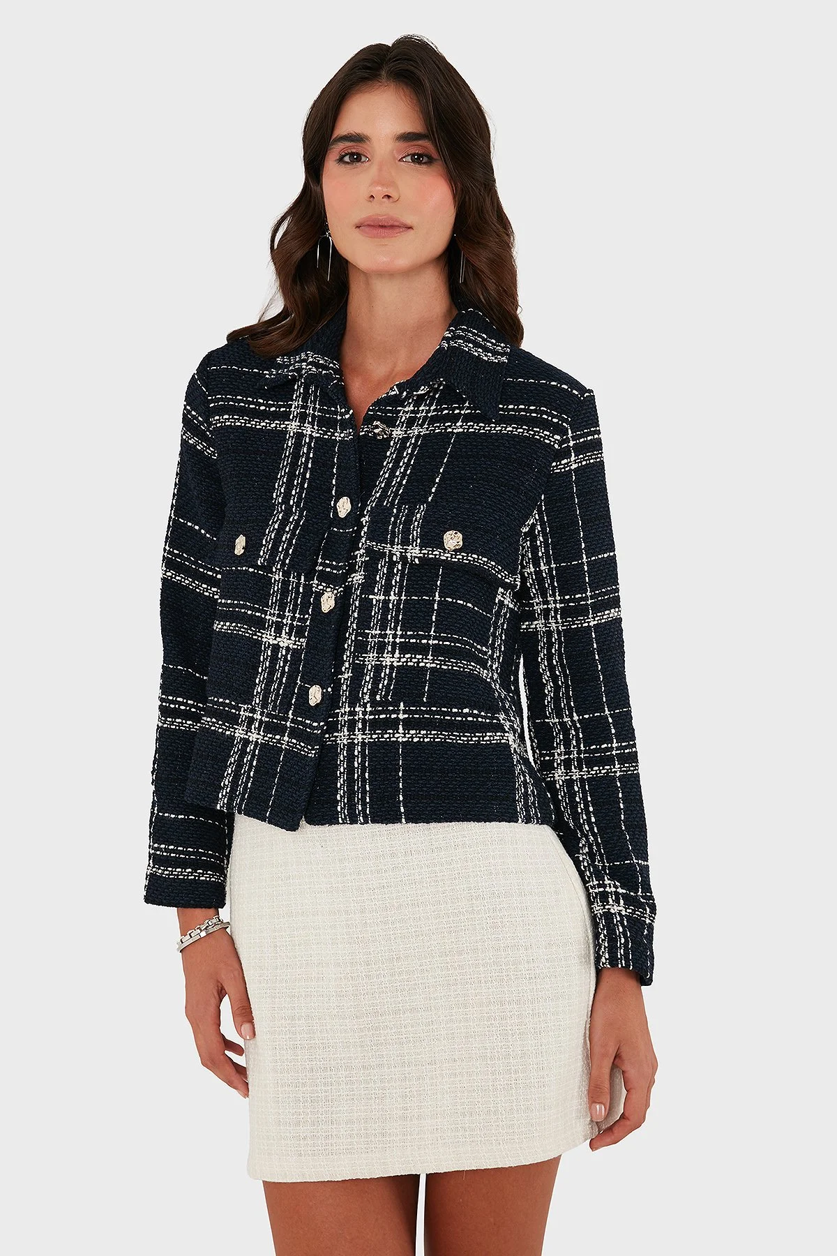 Via Dante Pamuklu Regular Fit Düğmeli Gömlek Yaka Bayan Ceket 2687551191 LACİVERT - 4