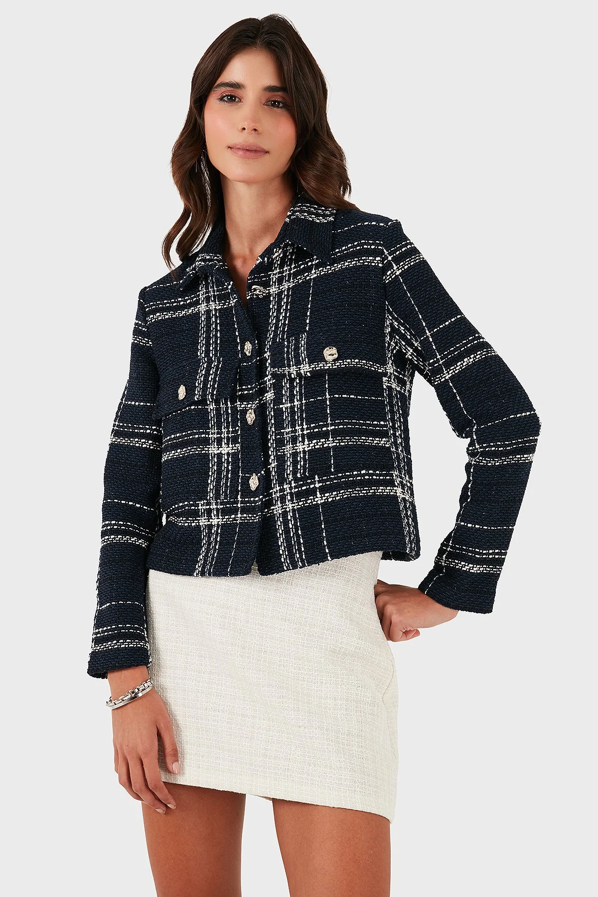 Via Dante Pamuklu Regular Fit Düğmeli Gömlek Yaka Bayan Ceket 2687551191 LACİVERT - 5