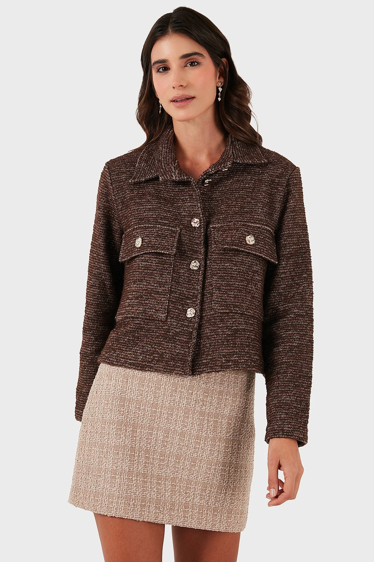Via Dante Pamuklu Regular Fit Gömlek Yaka Bayan Ceket 268755199W KAHVE - 1