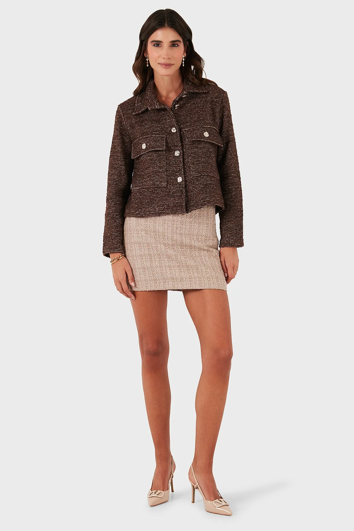 Via Dante Pamuklu Regular Fit Gömlek Yaka Bayan Ceket 268755199W KAHVE - 2