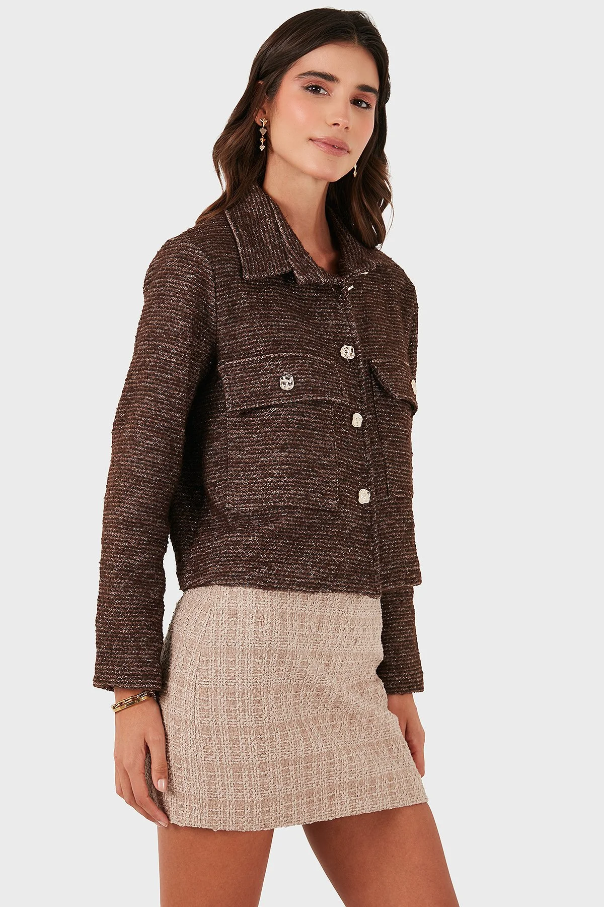 Via Dante Pamuklu Regular Fit Gömlek Yaka Bayan Ceket 268755199W KAHVE - 4