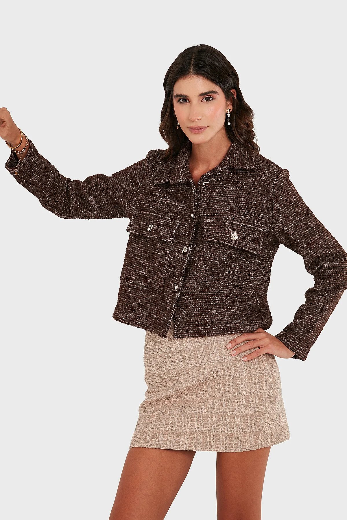 Via Dante Pamuklu Regular Fit Gömlek Yaka Bayan Ceket 268755199W KAHVE - 5