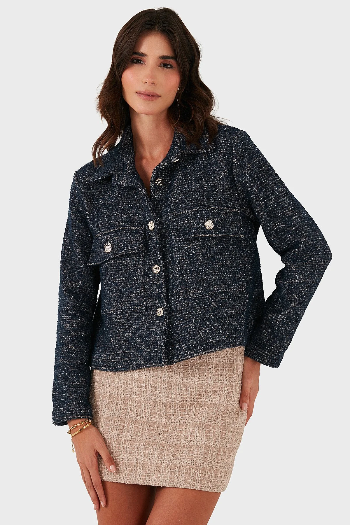 Via Dante Pamuklu Regular Fit Gömlek Yaka Bayan Ceket 268755199W LACİVERT - 6