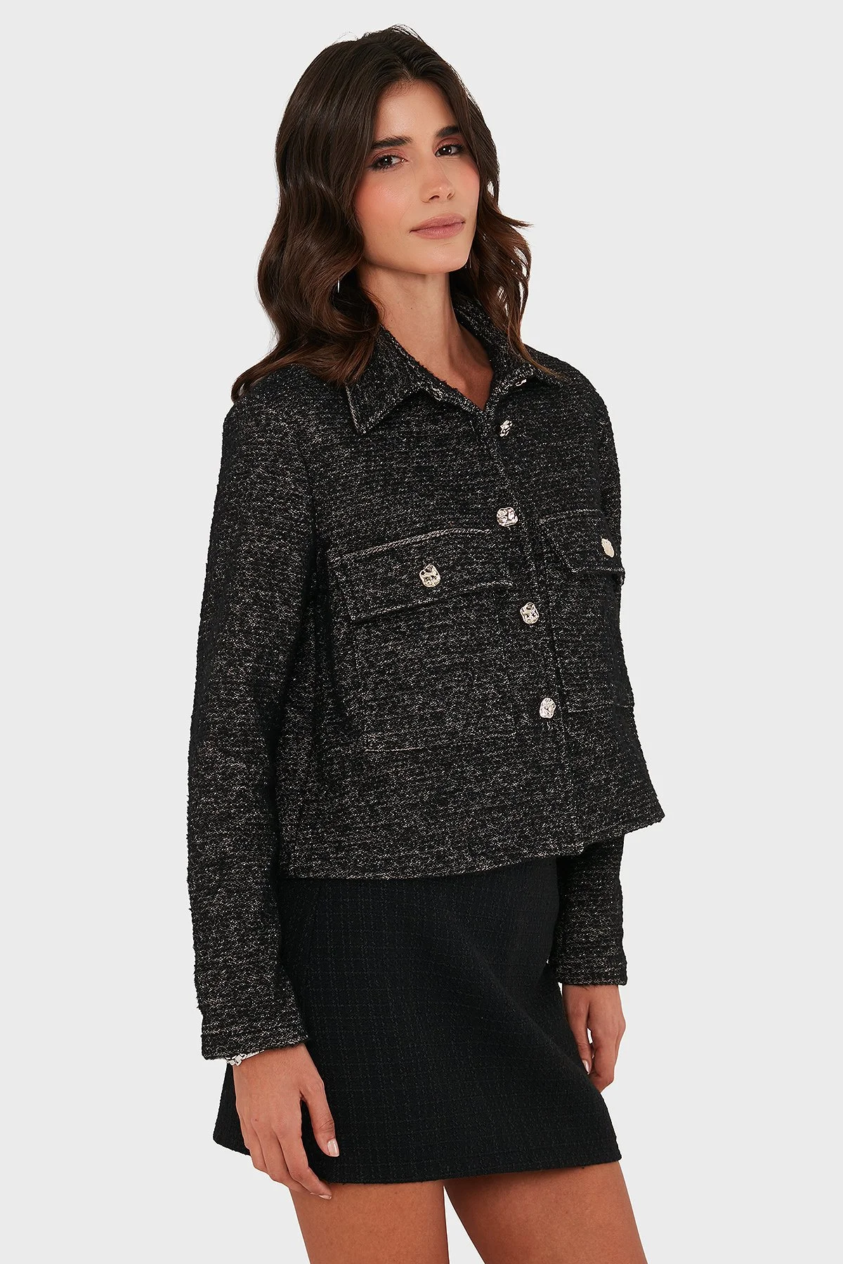 Via Dante Pamuklu Regular Fit Gömlek Yaka Bayan Ceket 268755199W SİYAH - 4
