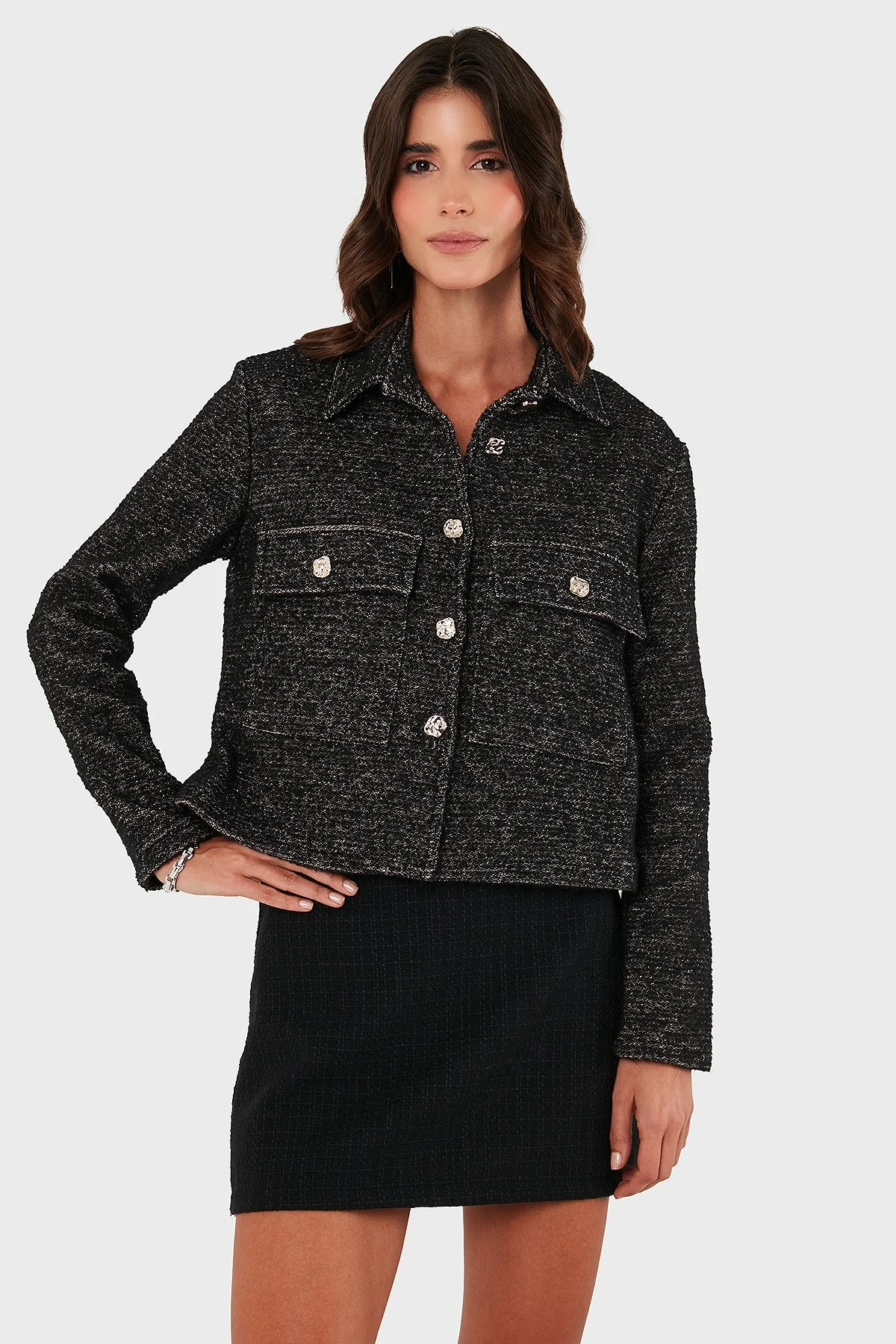 Via Dante Pamuklu Regular Fit Gömlek Yaka Bayan Ceket 268755199W SİYAH - 5