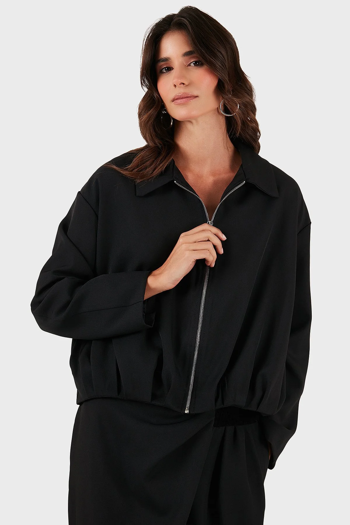 Via Dante Regular Fit Gömlek Yaka Fermuarlı Bayan Ceket 268755688 SİYAH - 1