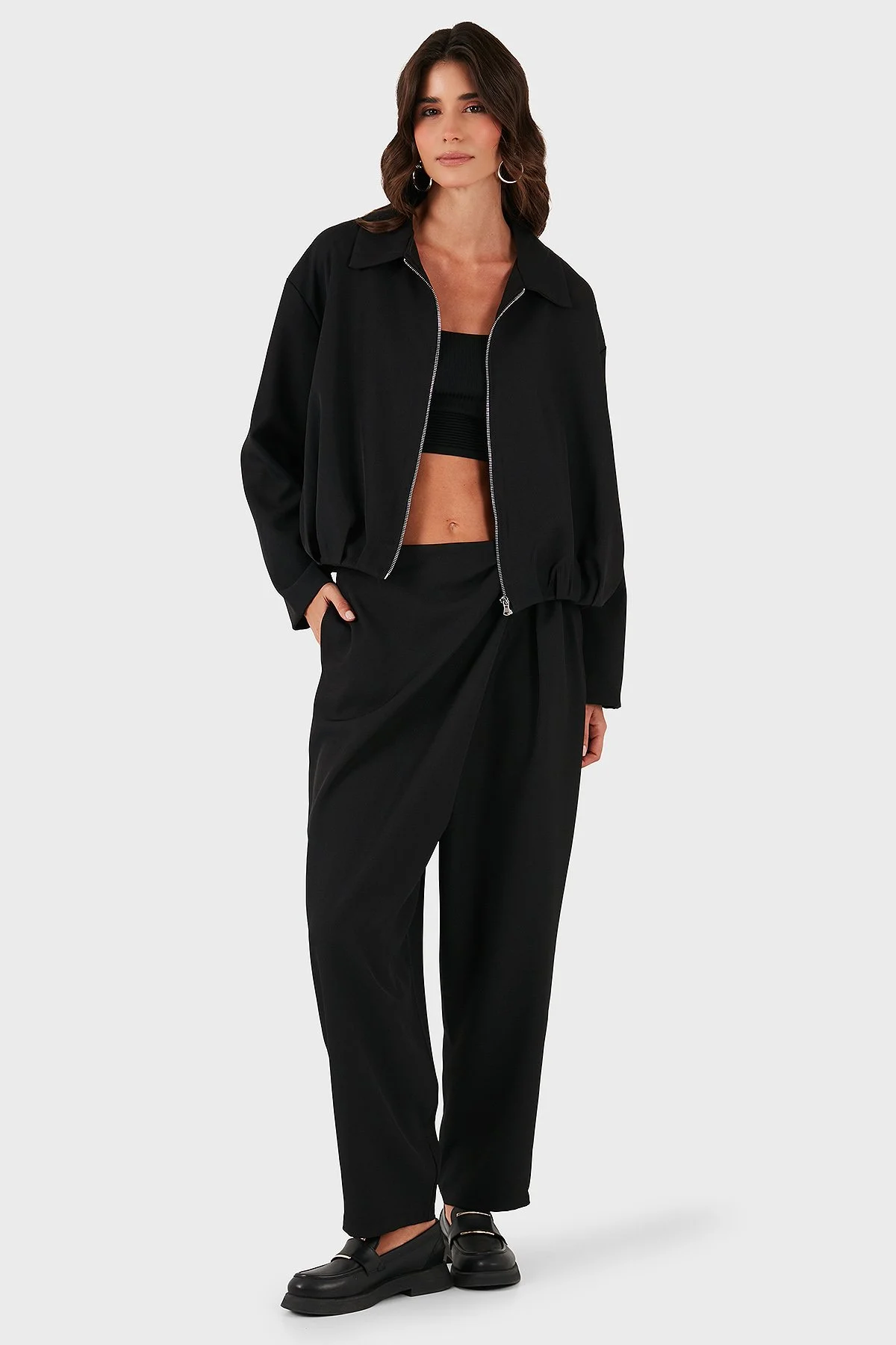 Via Dante Regular Fit Gömlek Yaka Fermuarlı Bayan Ceket 268755688 SİYAH - 2