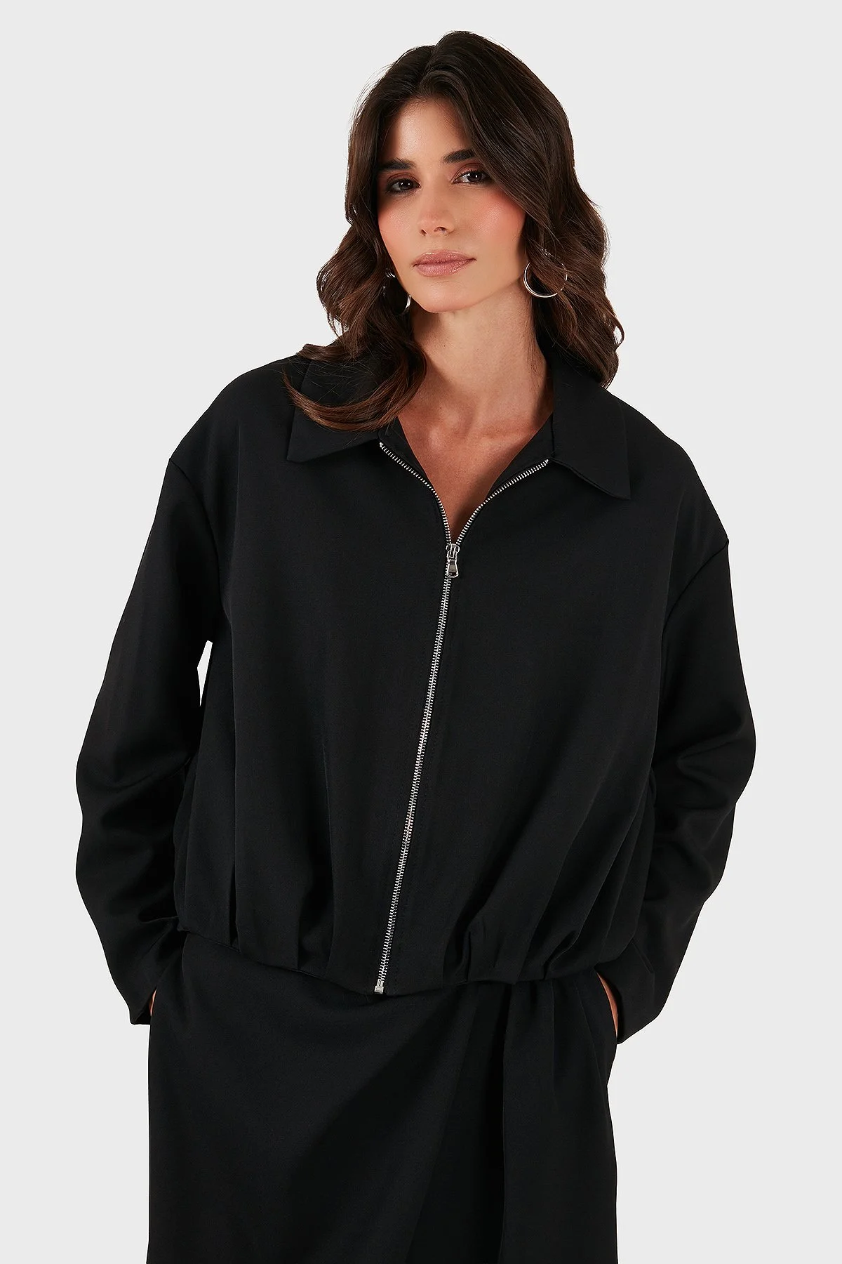 Via Dante Regular Fit Gömlek Yaka Fermuarlı Kadın Ceket 268755688 SİYAH - 6
