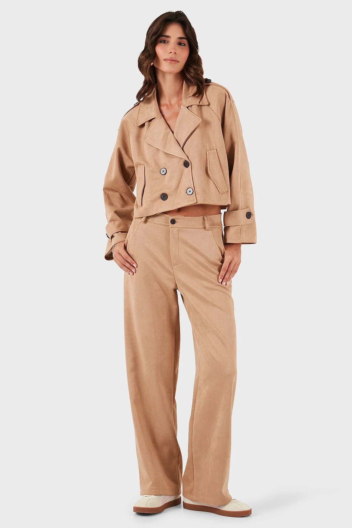 Via Dante Regular Fit Kruvaze Yaka Kısa Süet Bayan Ceket 68620513SUEDE BEJ - 2