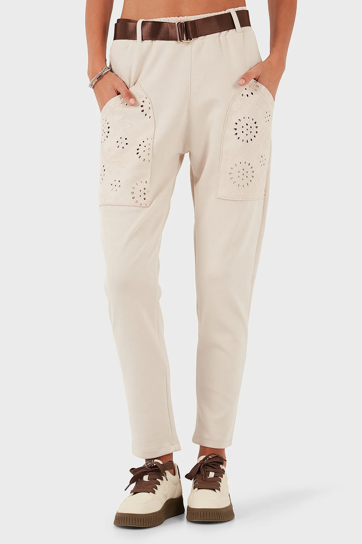 Via Dante Regular Fit Normal Bel Cep Detaylı Bayan Pantolon 69144030 BEJ - 1
