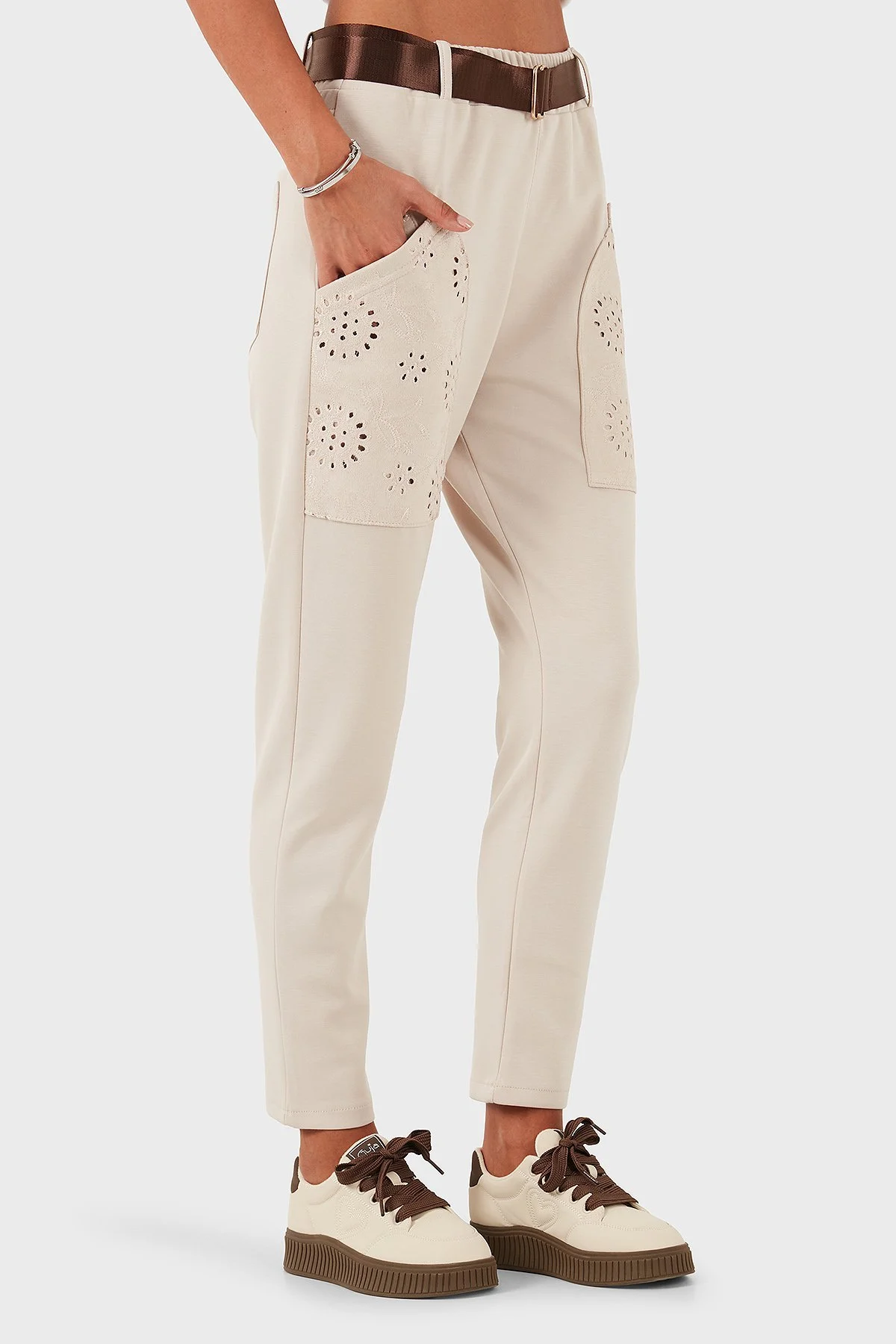 Via Dante Regular Fit Normal Bel Cep Detaylı Bayan Pantolon 69144030 BEJ - 4