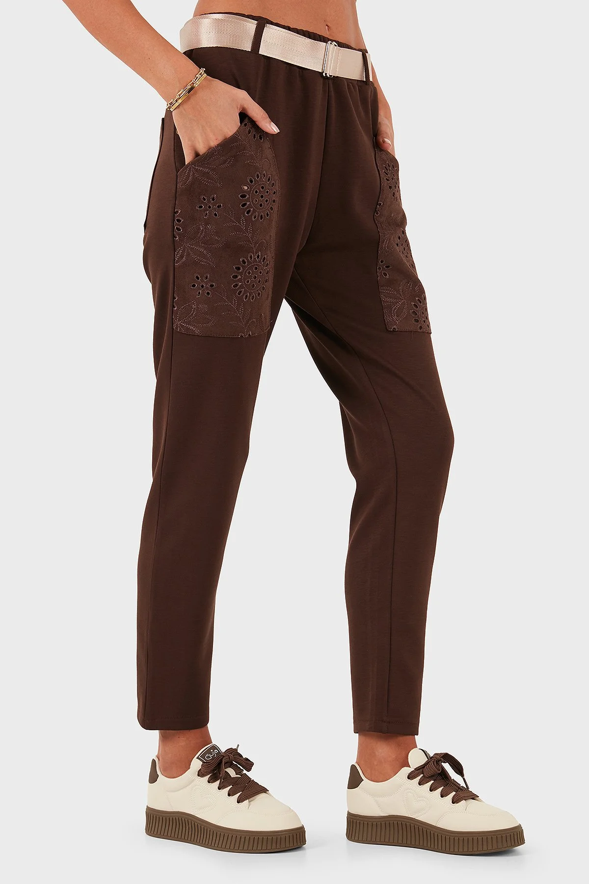 Via Dante Regular Fit Normal Bel Cep Detaylı Bayan Pantolon 69144030 KAHVE - 4