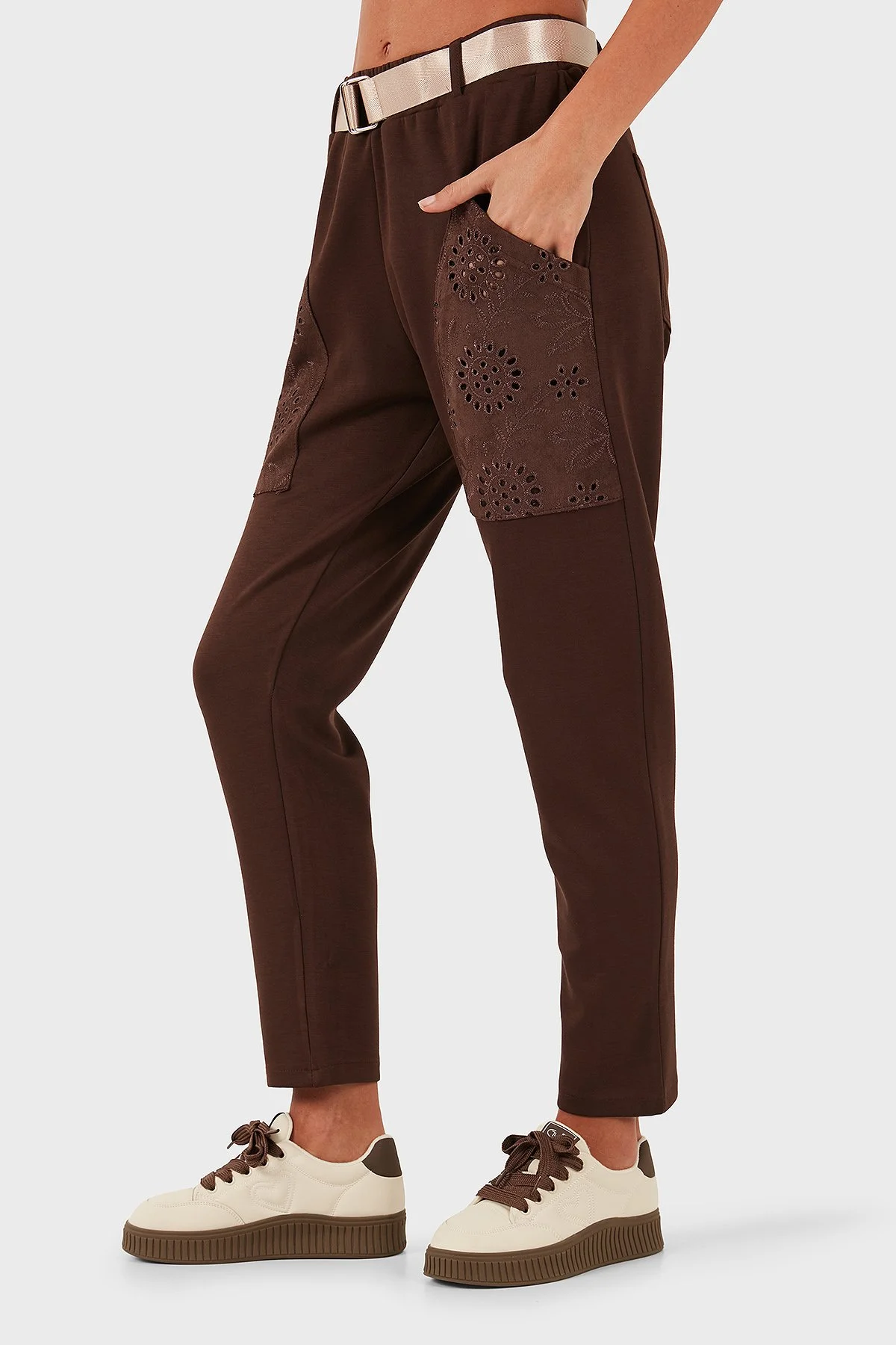 Via Dante Regular Fit Normal Bel Cep Detaylı Bayan Pantolon 69144030 KAHVE - 5
