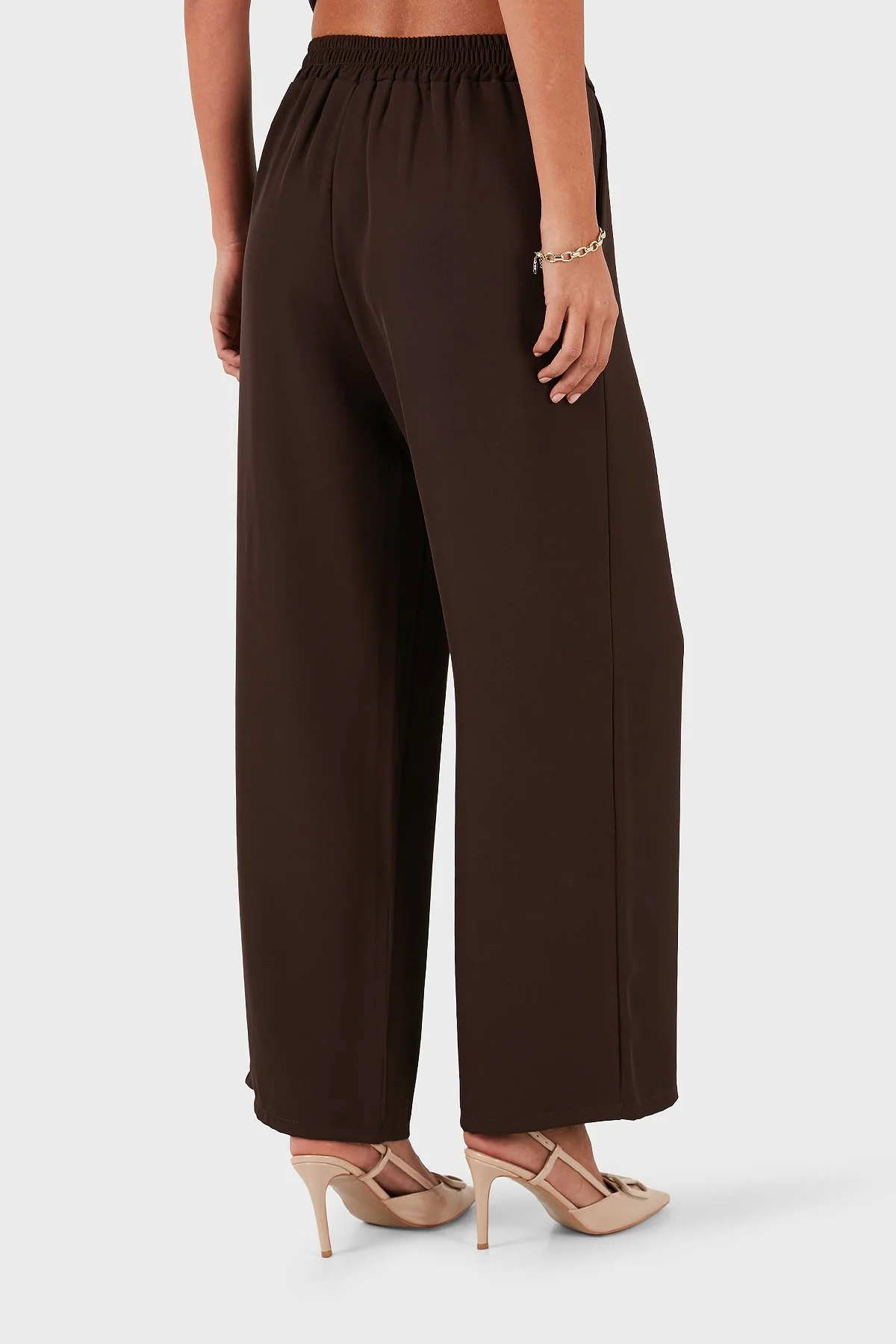 Via Dante Regular Fit Normal Bel Geniş Paça Bayan Pantolon 268755092 KAHVE - 3